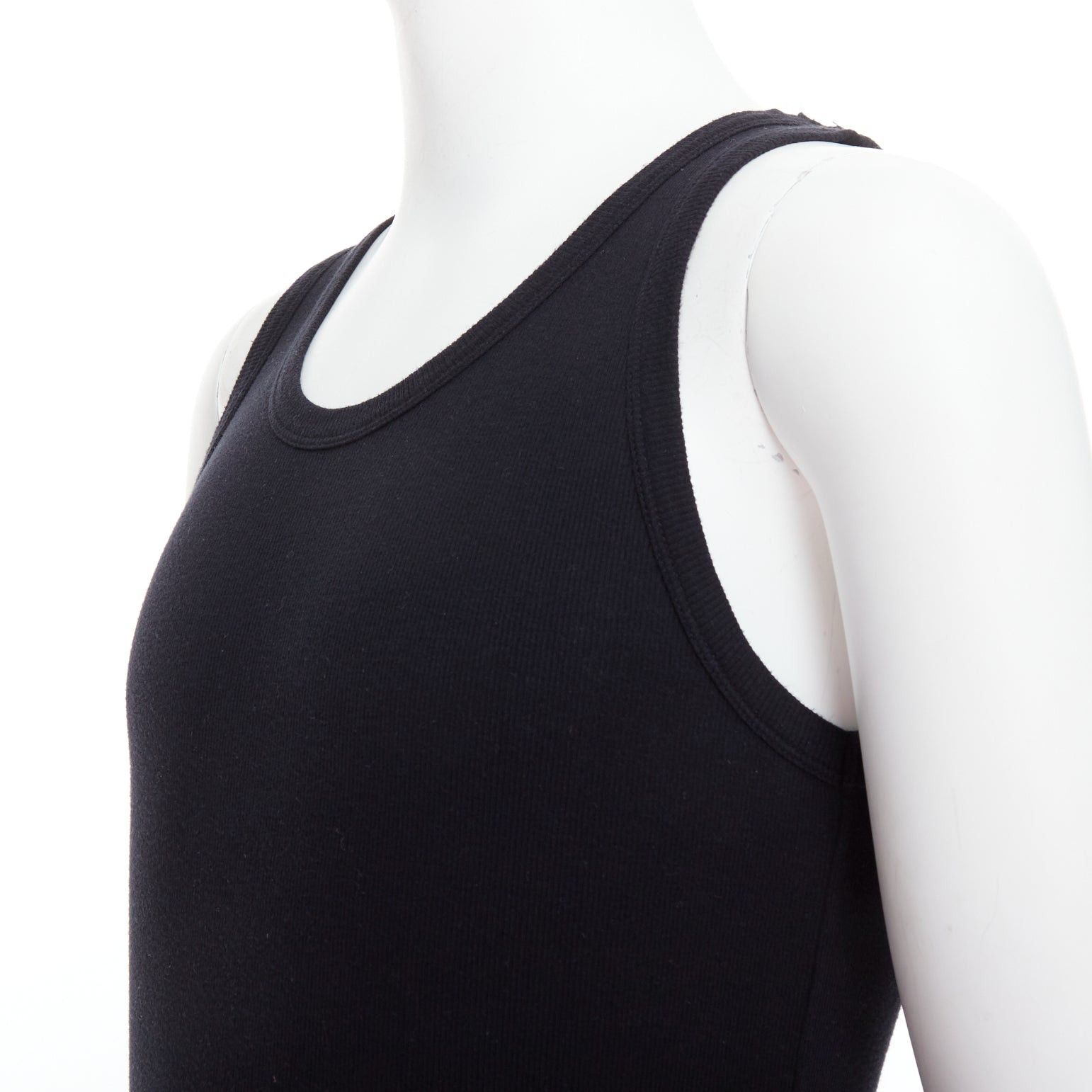 Ann Demeulemeester ANN DEMEULEMEESTER black cotton ribbed hi low hem scoop neck tank top M Size US M / EU 48-50 / 2 - 7 Thumbnail