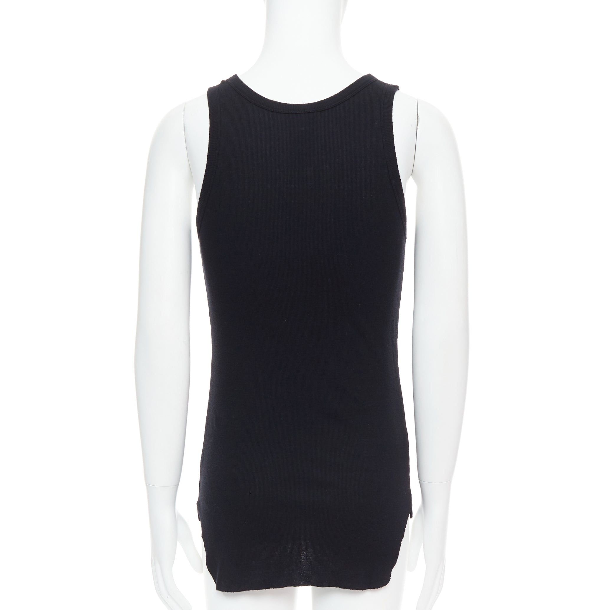 Ann Demeulemeester ANN DEMEULEMEESTER black cotton ribbed hi low hem scoop neck tank top M Size US M / EU 48-50 / 2 - 5 Thumbnail