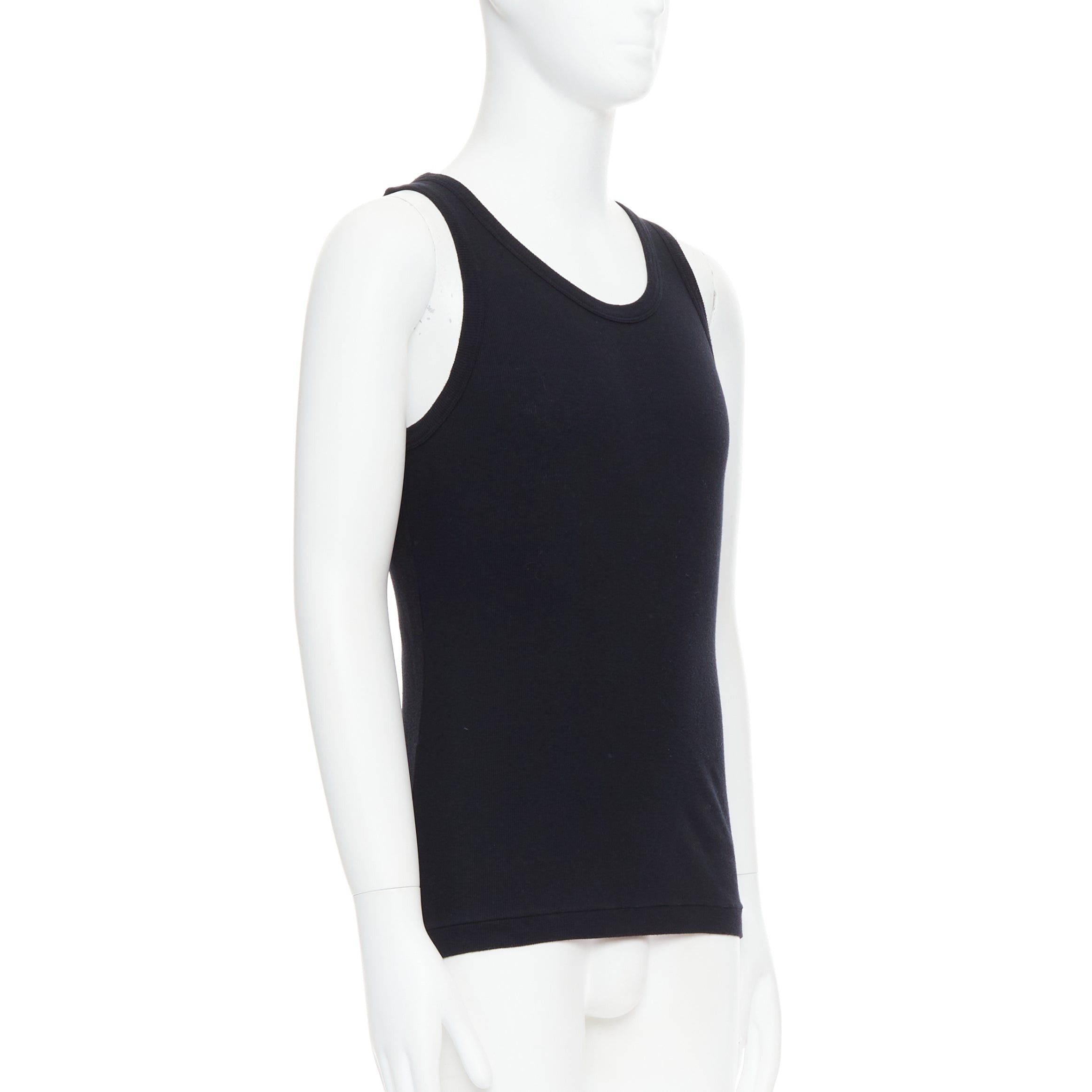 Ann Demeulemeester ANN DEMEULEMEESTER black cotton ribbed hi low hem scoop neck tank top M Size US M / EU 48-50 / 2 - 3 Thumbnail