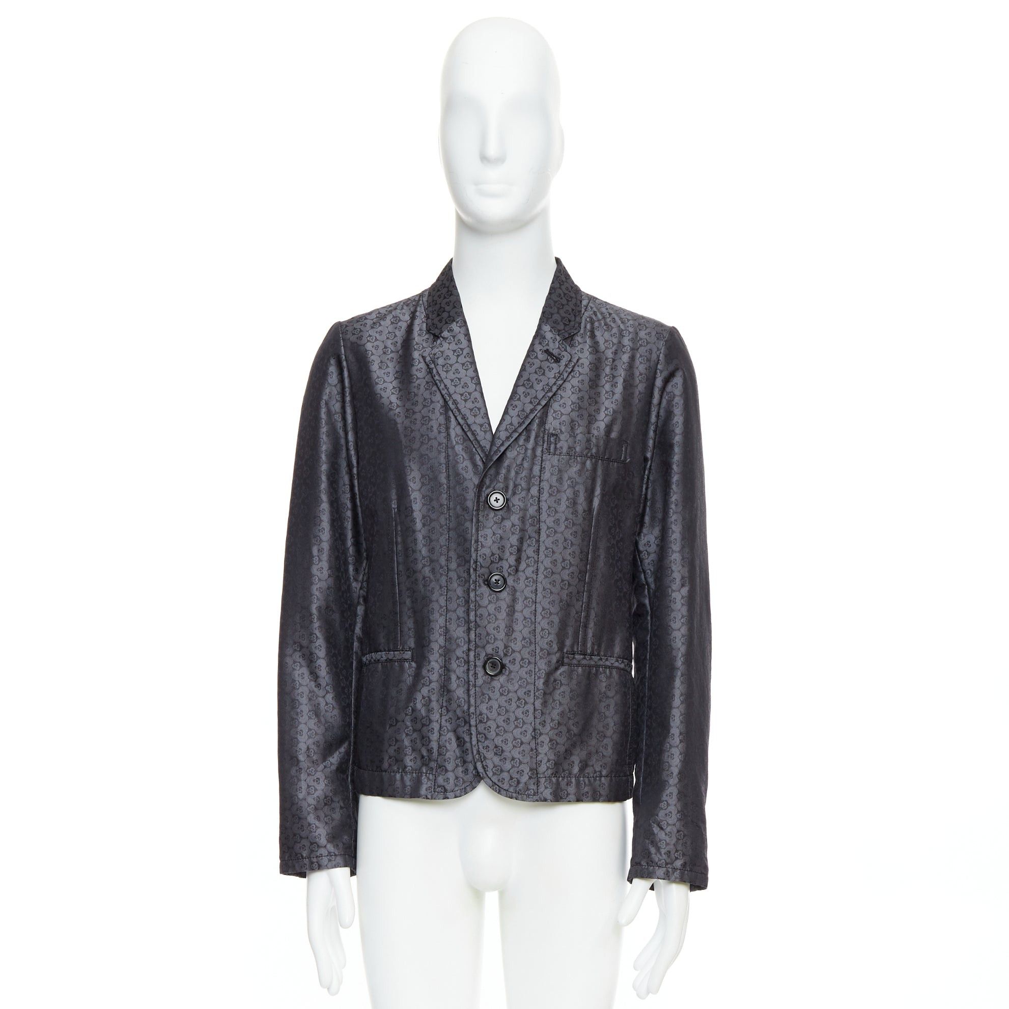 Ann Demeulemeester ANN DEMEULEMEESTER Vintage grey silk blend geometric floral brocade blazer M Size 48R - 9 Thumbnail