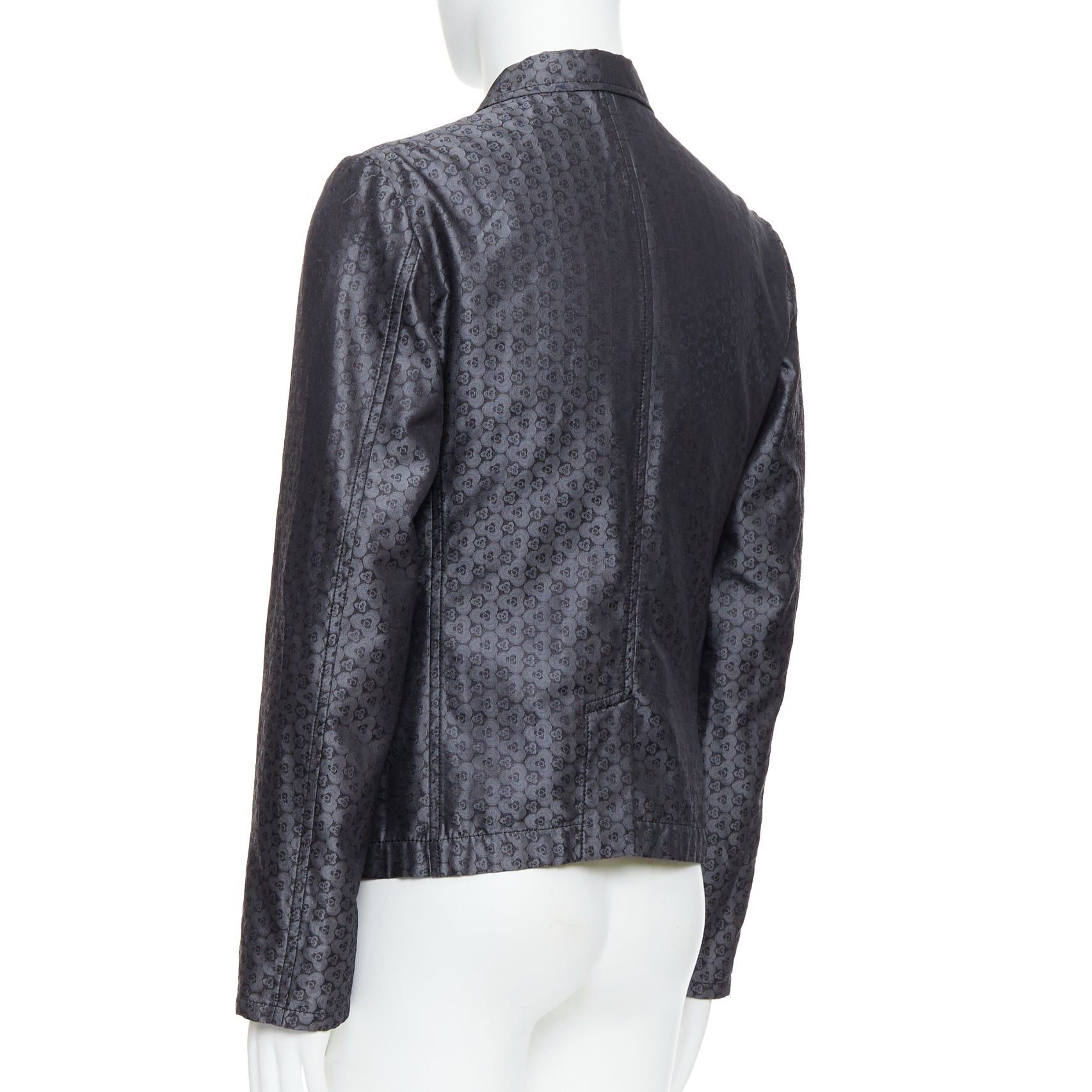 Ann Demeulemeester ANN DEMEULEMEESTER Vintage grey silk blend geometric floral brocade blazer M Size 48R - 6 Thumbnail