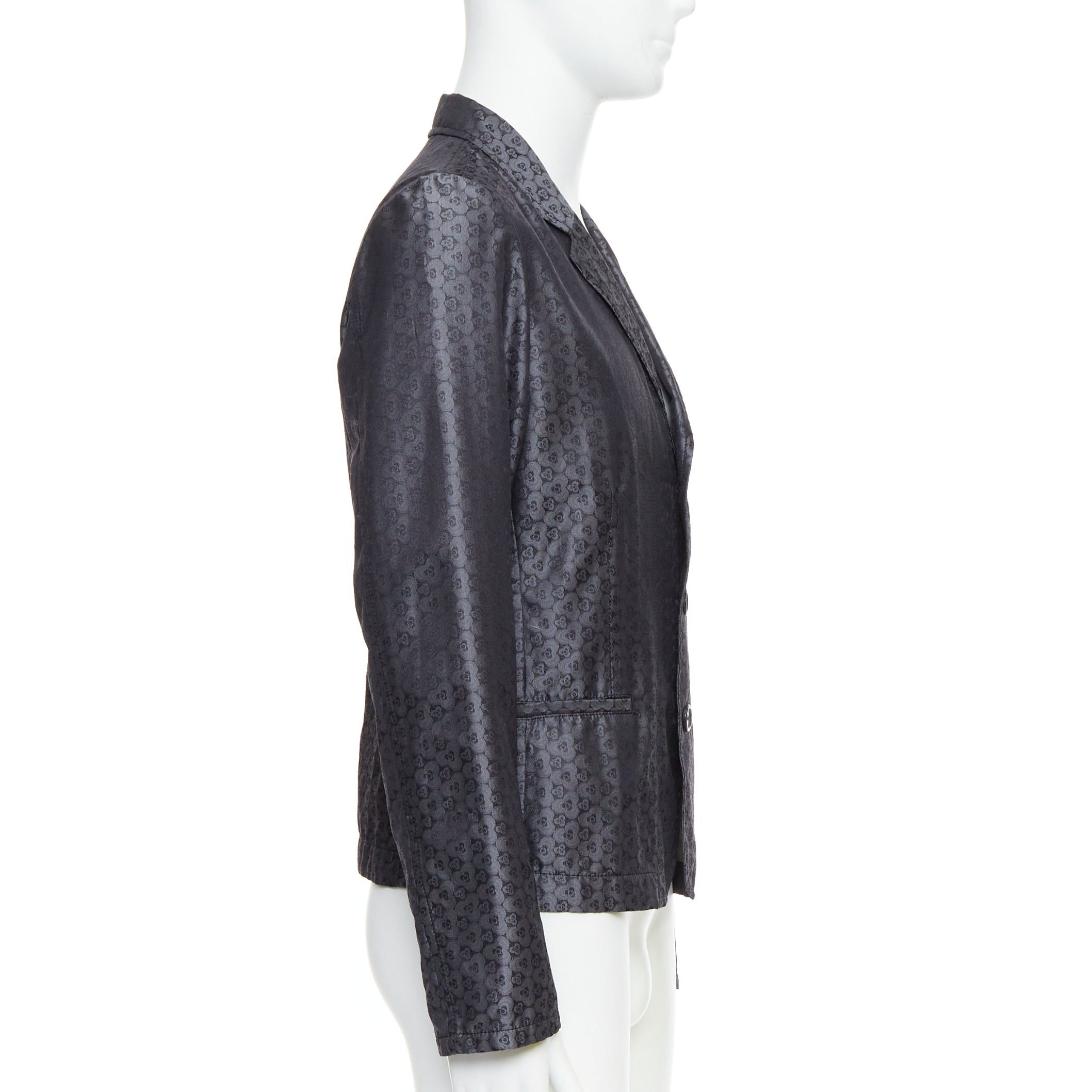 Ann Demeulemeester ANN DEMEULEMEESTER Vintage grey silk blend geometric floral brocade blazer M Size 48R - 4 Thumbnail