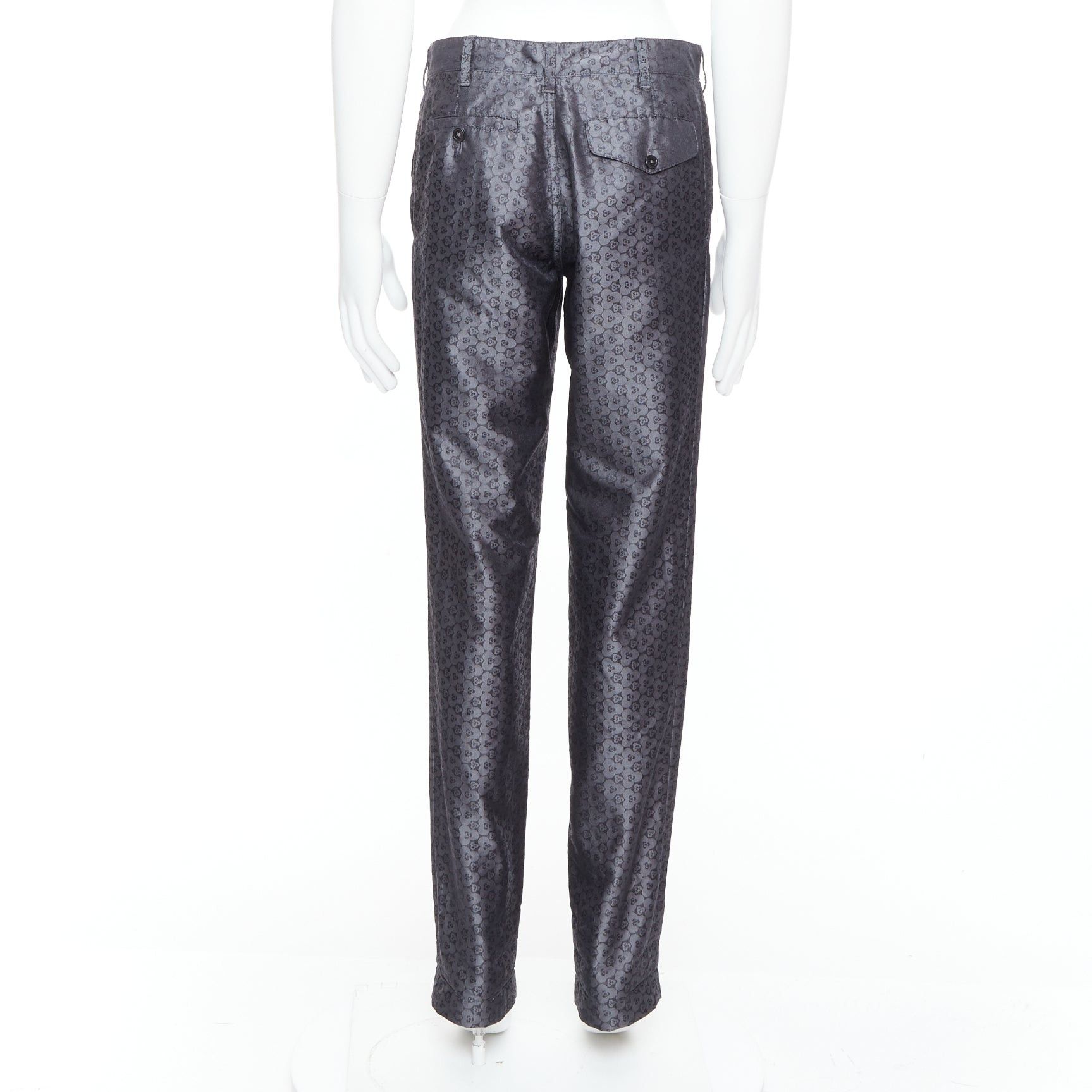 Ann Demeulemeester ANN DEMEULEMEESTER Vintage grey silk blend geometric floral print pants XS Size US 27 - 5 Thumbnail