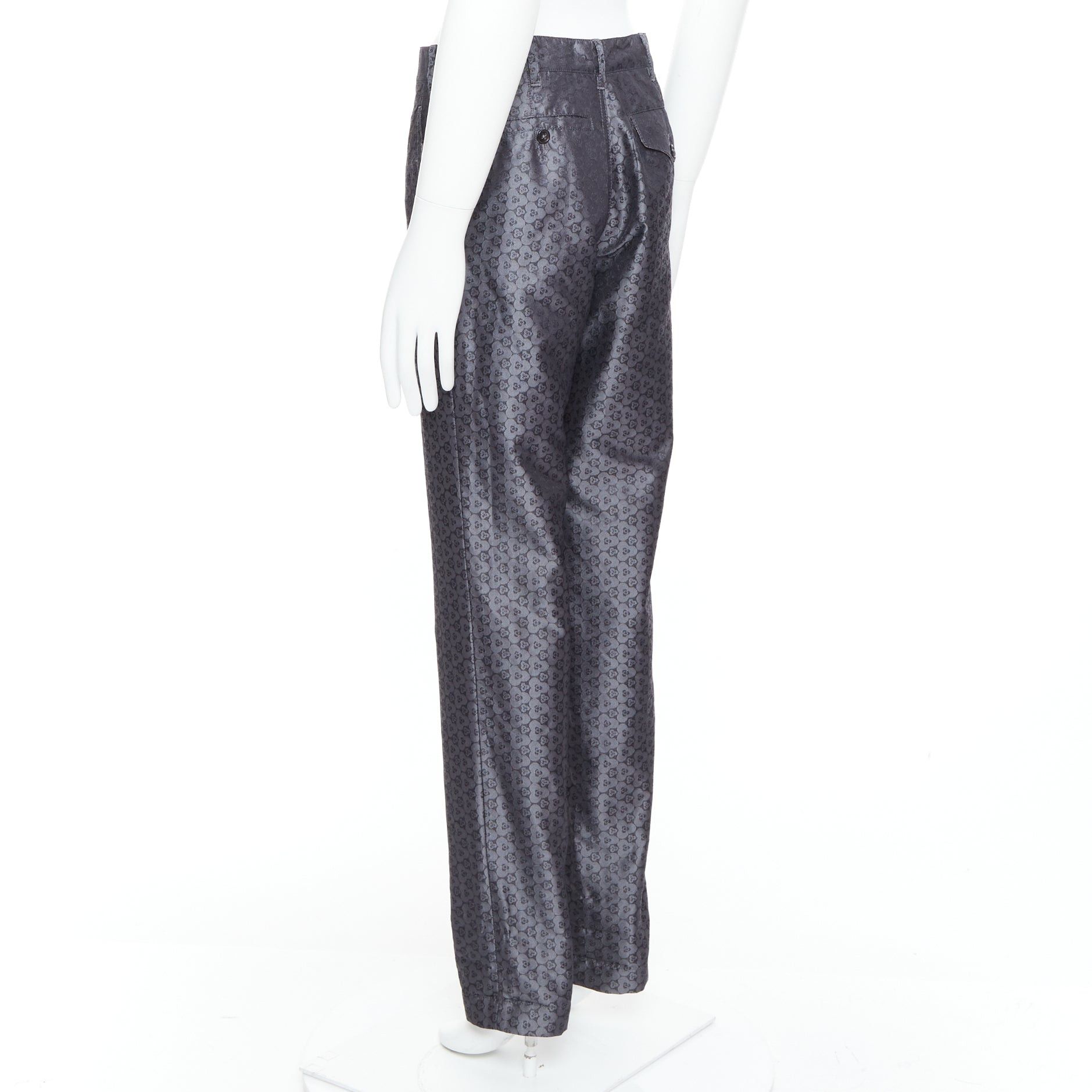 Ann Demeulemeester ANN DEMEULEMEESTER Vintage grey silk blend geometric floral print pants XS Size US 27 - 6 Thumbnail