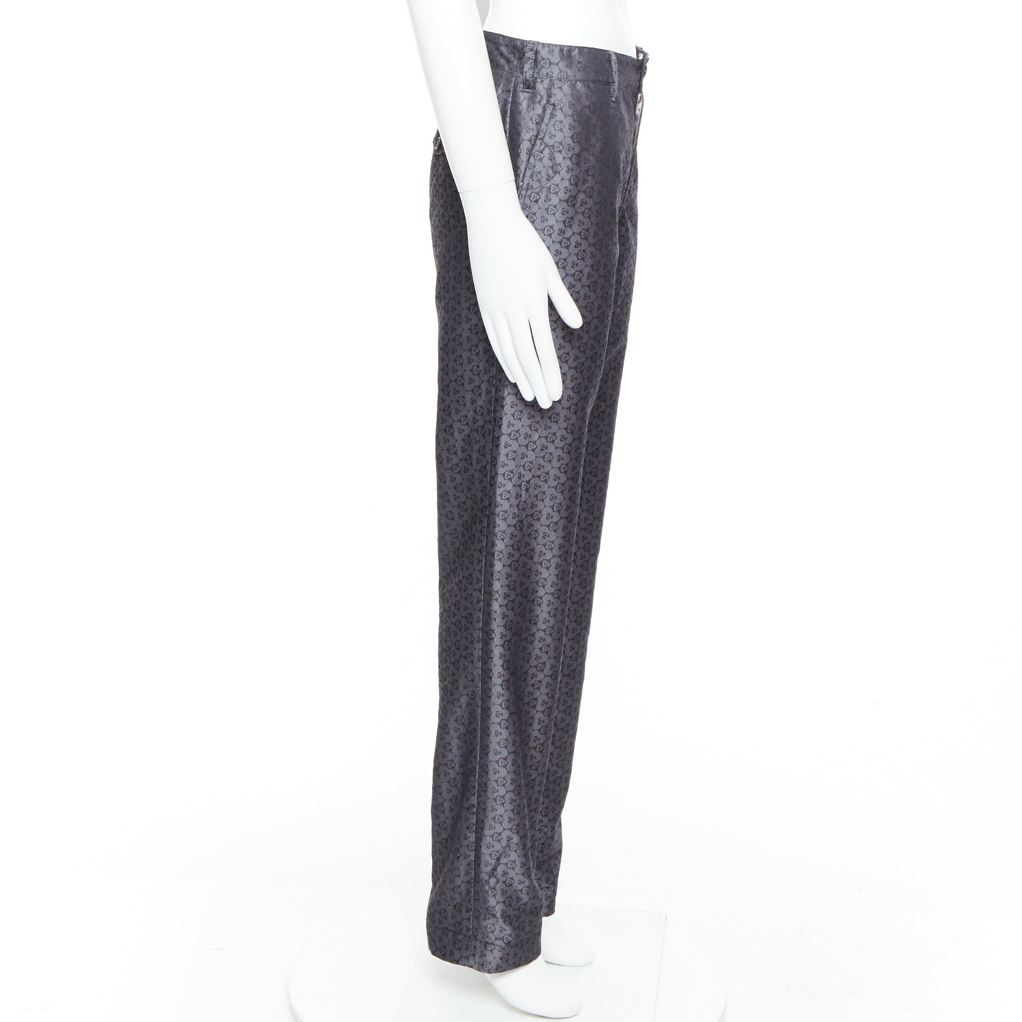 Ann Demeulemeester ANN DEMEULEMEESTER Vintage grey silk blend geometric floral print pants XS Size US 27 - 4 Thumbnail
