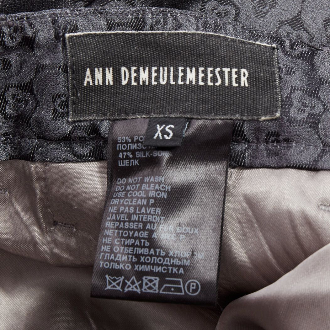 Ann Demeulemeester ANN DEMEULEMEESTER Vintage grey silk blend geometric floral print pants XS Size US 27 - 8 Thumbnail