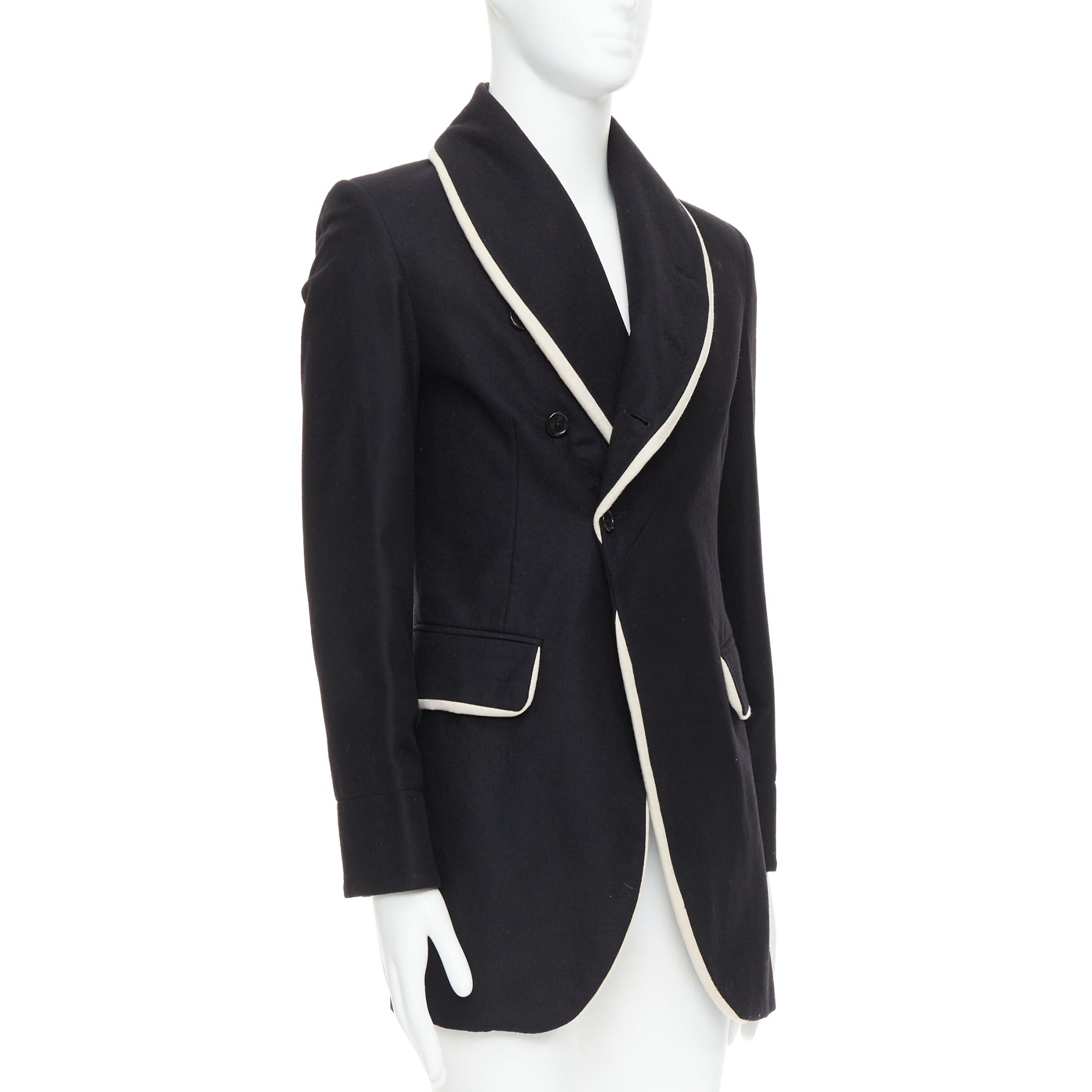 Ann Demeulemeester rare ANN DEMEULEMEESTER black virgin wool cotton shawl pipe collar coat XXS Size US XS / EU 42 / 0 - 3 Thumbnail