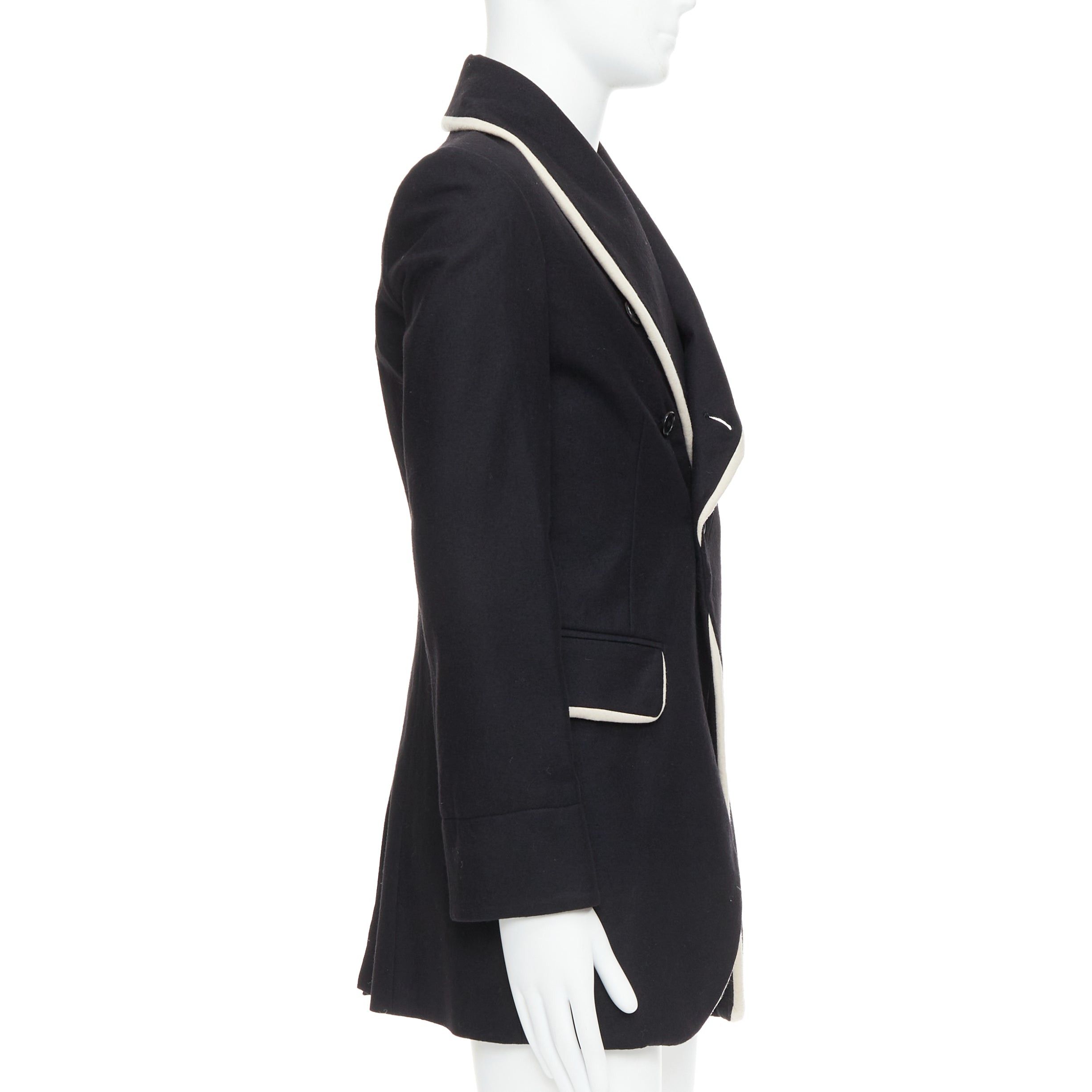 Ann Demeulemeester rare ANN DEMEULEMEESTER black virgin wool cotton shawl pipe collar coat XXS Size US XS / EU 42 / 0 - 4 Thumbnail