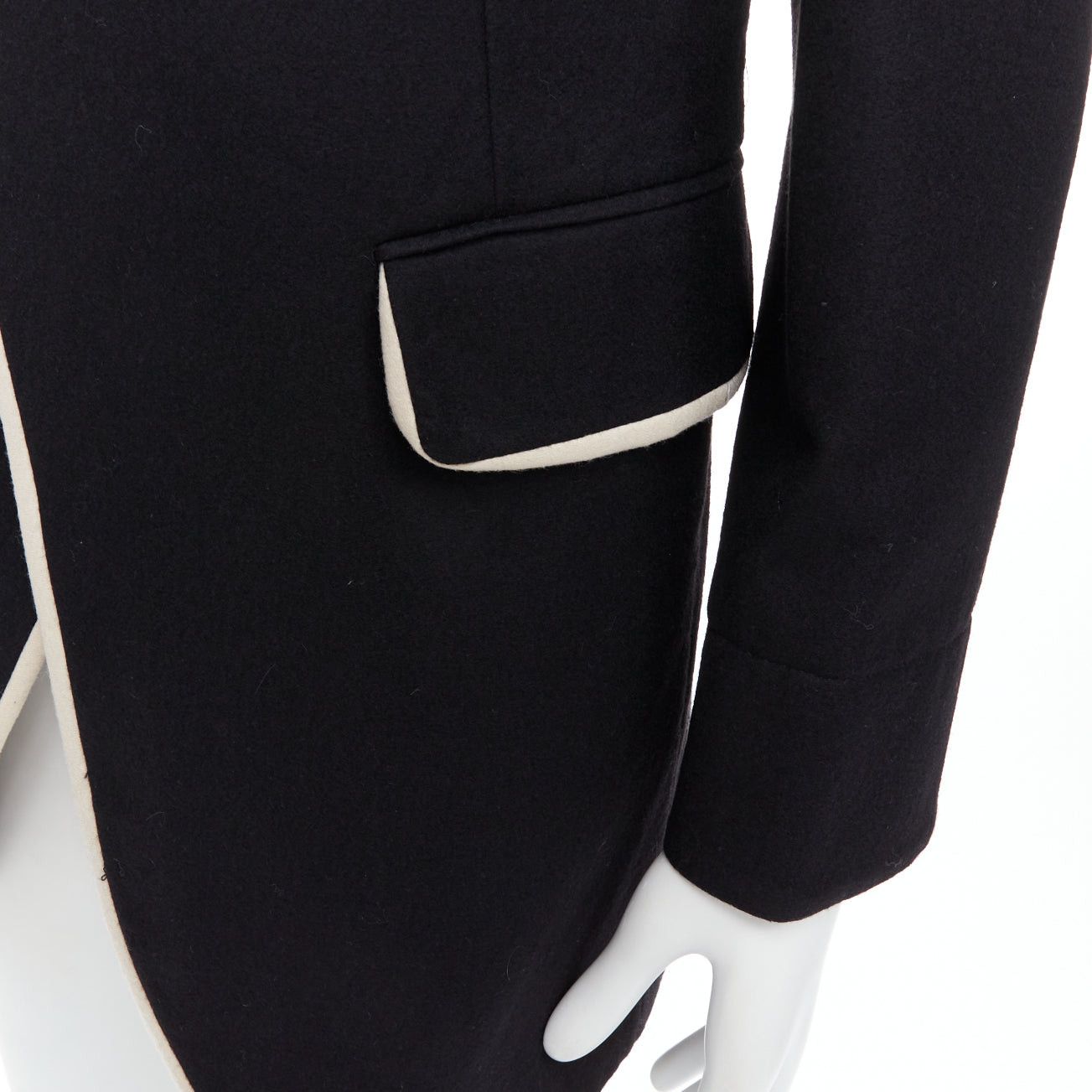 Ann Demeulemeester rare ANN DEMEULEMEESTER black virgin wool cotton shawl pipe collar coat XXS Size US XS / EU 42 / 0 - 2 Thumbnail