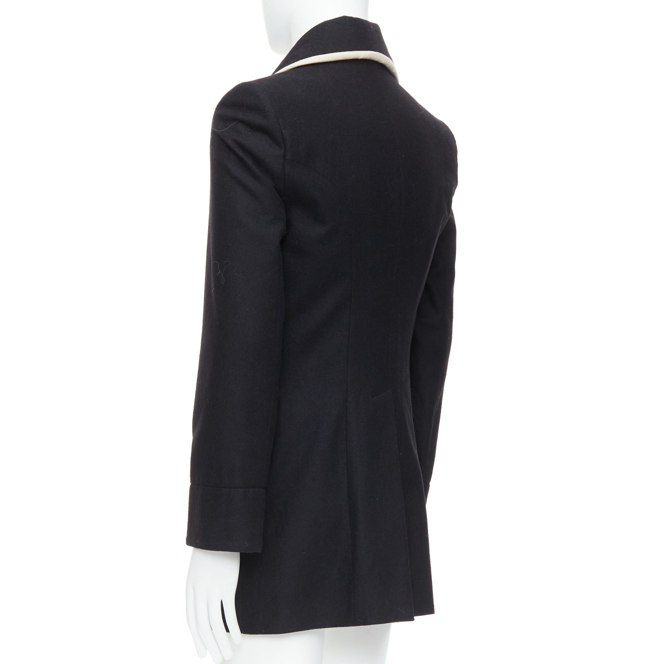 Ann Demeulemeester rare ANN DEMEULEMEESTER black virgin wool cotton shawl pipe collar coat XXS Size US XS / EU 42 / 0 - 6 Thumbnail
