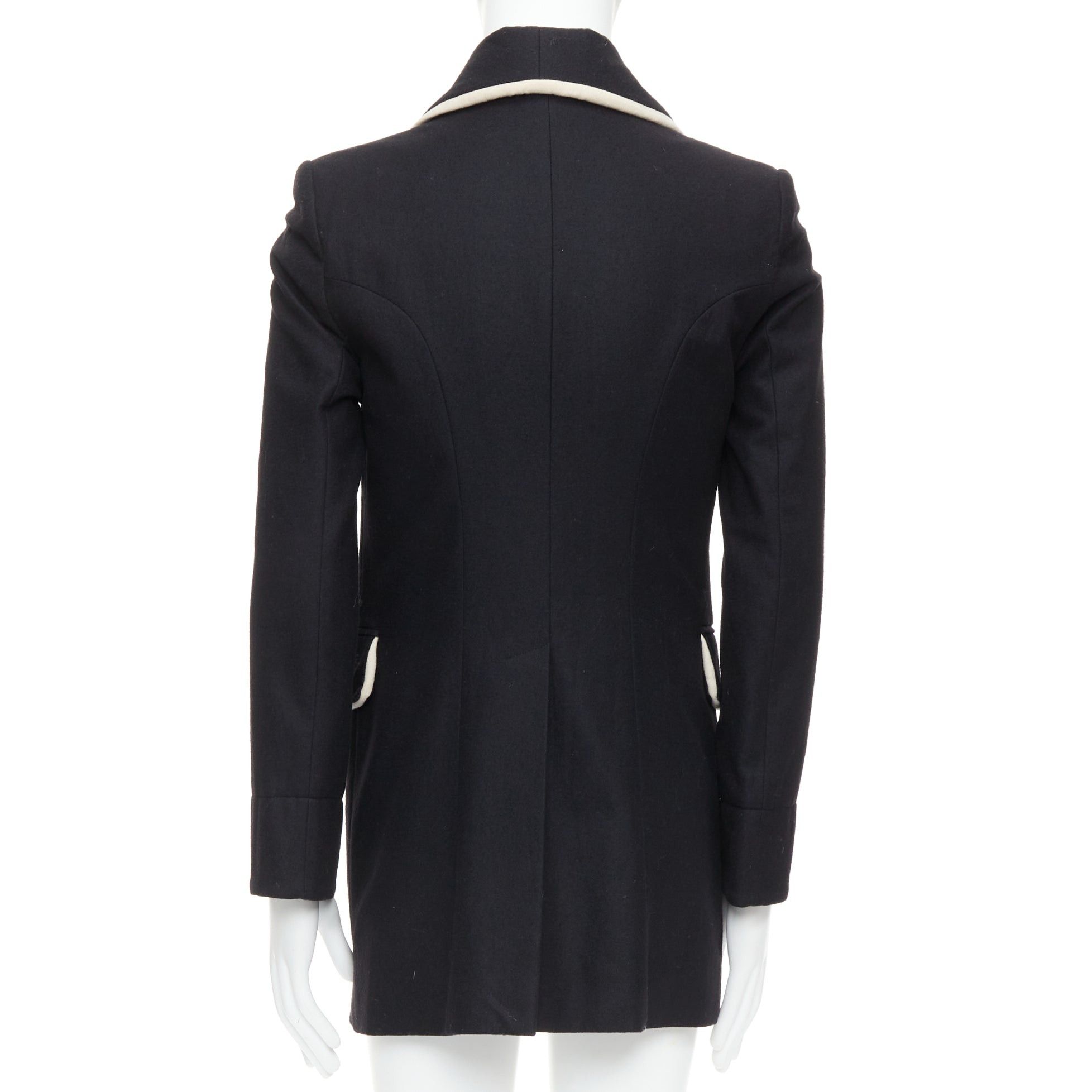 Ann Demeulemeester rare ANN DEMEULEMEESTER black virgin wool cotton shawl pipe collar coat XXS Size US XS / EU 42 / 0 - 5 Thumbnail