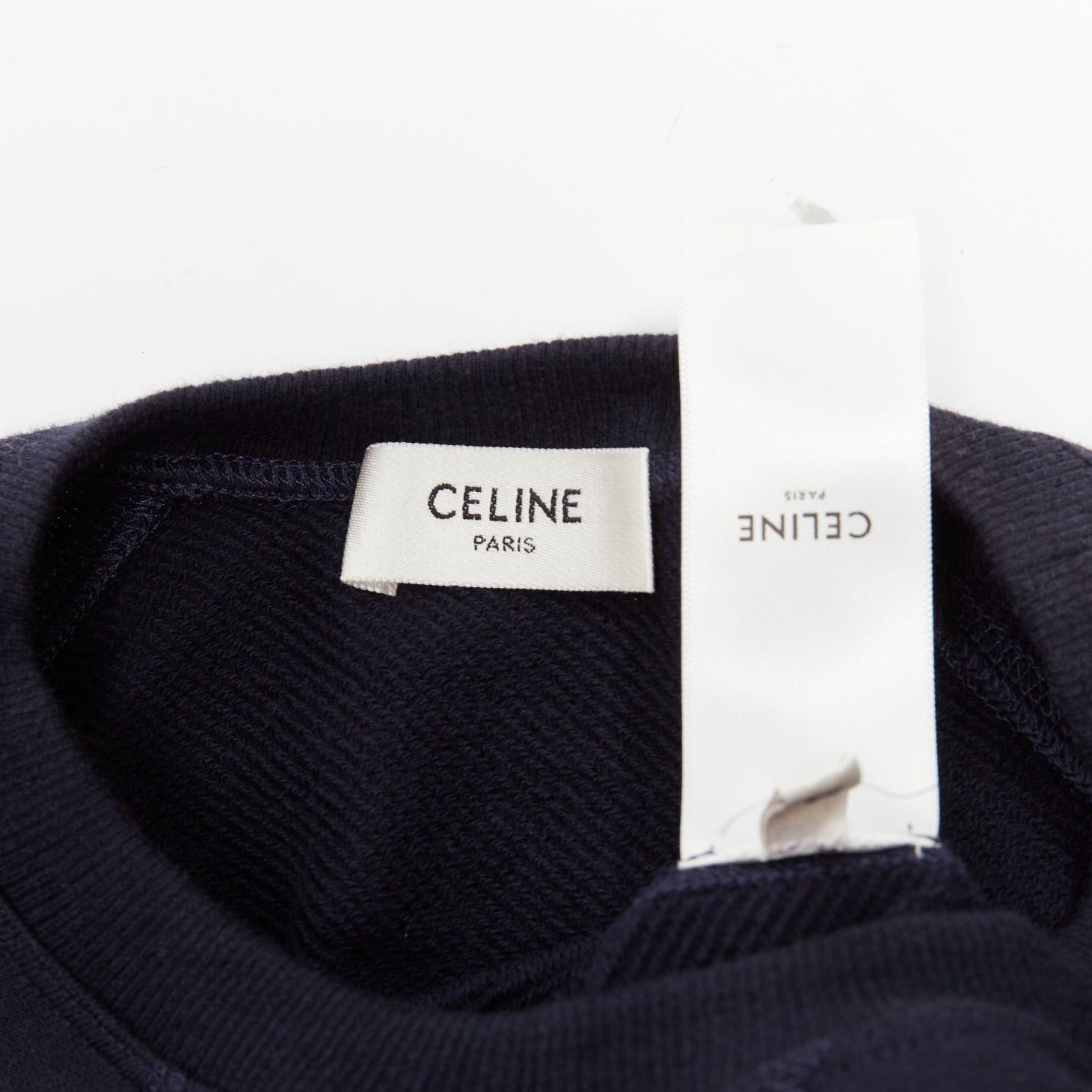 Celine CELINE Anchor navy cotton cashmere logo print crew long sleeve sweatshirt XS Size S / US 4 / IT 40 - 8 Thumbnail