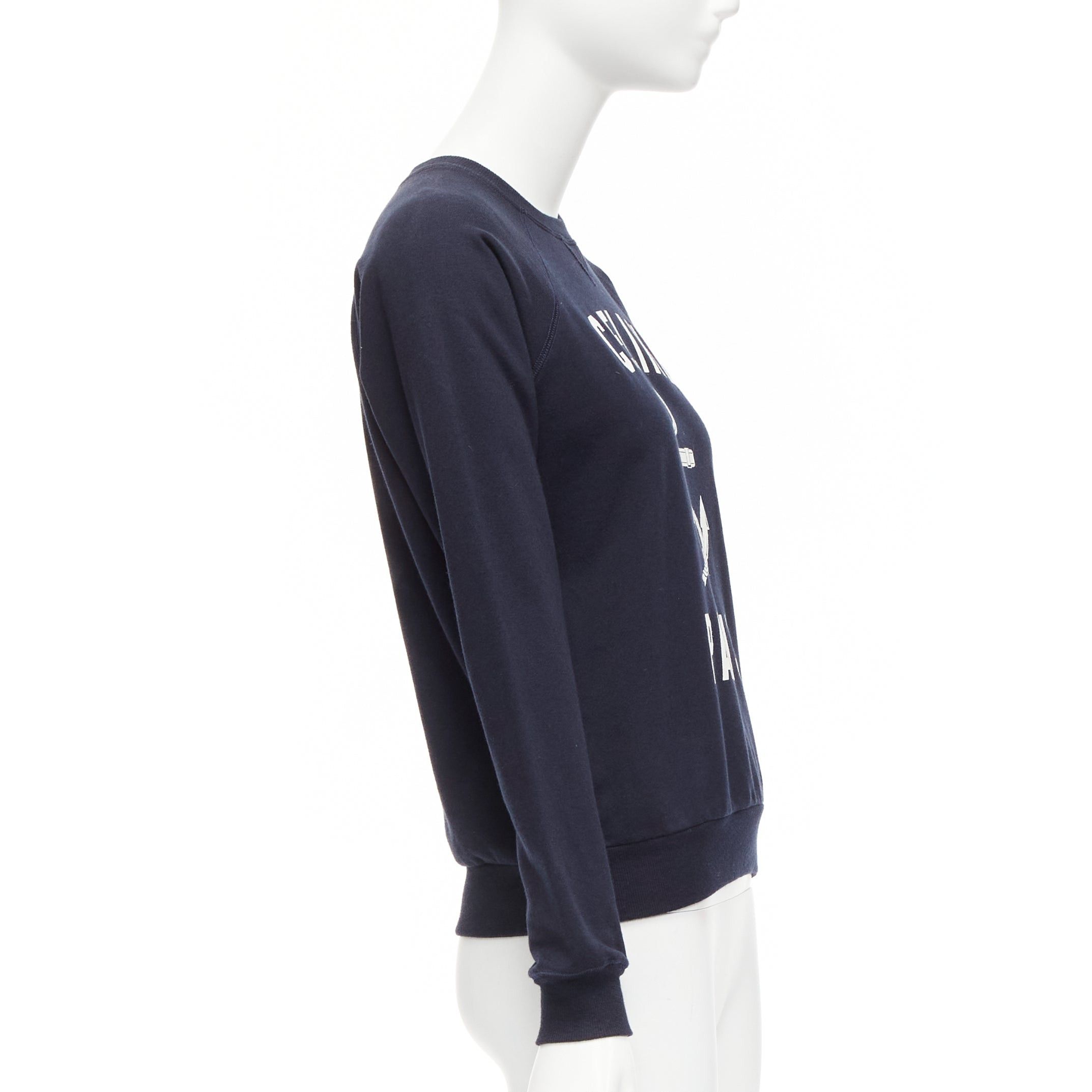 Celine CELINE Anchor navy cotton cashmere logo print crew long sleeve sweatshirt XS Size S / US 4 / IT 40 - 4 Thumbnail