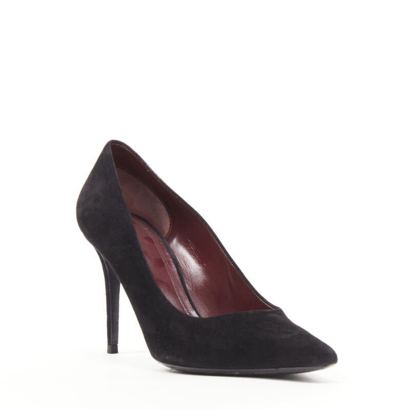 Celine OLD CELINE PHOEBE PHILO black suede leather point tie pigalle stiletto pump EU38 Size US 8 / IT 38 - 2 Thumbnail