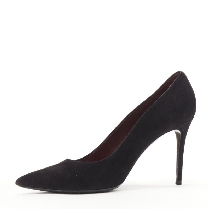 Celine OLD CELINE PHOEBE PHILO black suede leather point tie pigalle stiletto pump EU38 Size US 8 / IT 38 - 4 Thumbnail