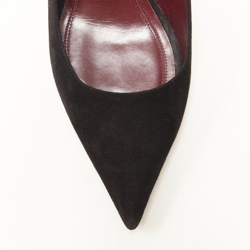 Celine OLD CELINE PHOEBE PHILO black suede leather point tie pigalle stiletto pump EU38 Size US 8 / IT 38 - 7 Thumbnail