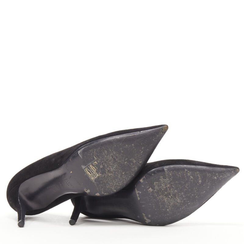 Celine OLD CELINE PHOEBE PHILO black suede leather point tie pigalle stiletto pump EU38 Size US 8 / IT 38 - 6 Thumbnail