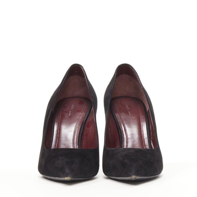 Celine OLD CELINE PHOEBE PHILO black suede leather point tie pigalle stiletto pump EU38 Size US 8 / IT 38 - 3 Thumbnail