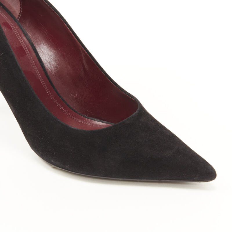 Celine OLD CELINE PHOEBE PHILO black suede leather point tie pigalle stiletto pump EU38 Size US 8 / IT 38 - 8 Thumbnail