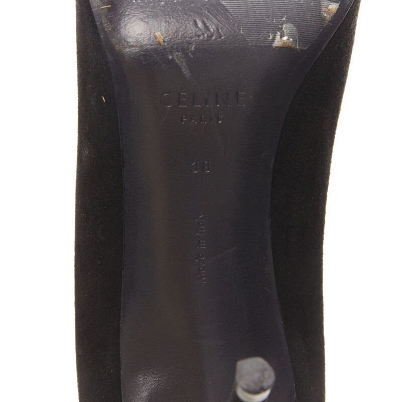 Celine OLD CELINE PHOEBE PHILO black suede leather point tie pigalle stiletto pump EU38 Size US 8 / IT 38 - 11 Thumbnail