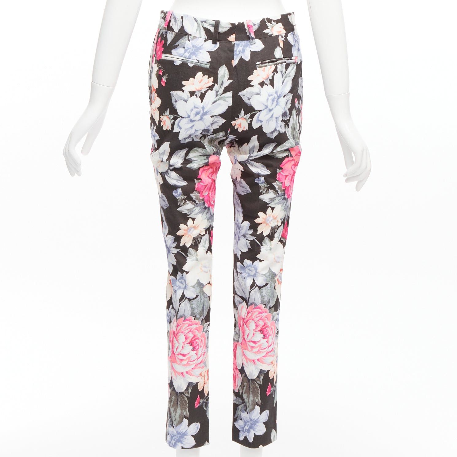 Celine CELINE Phoebe Philo black floral print cotton twill tapered pants FR34 XS Size 26" / US 2 / IT 38 - 5 Thumbnail