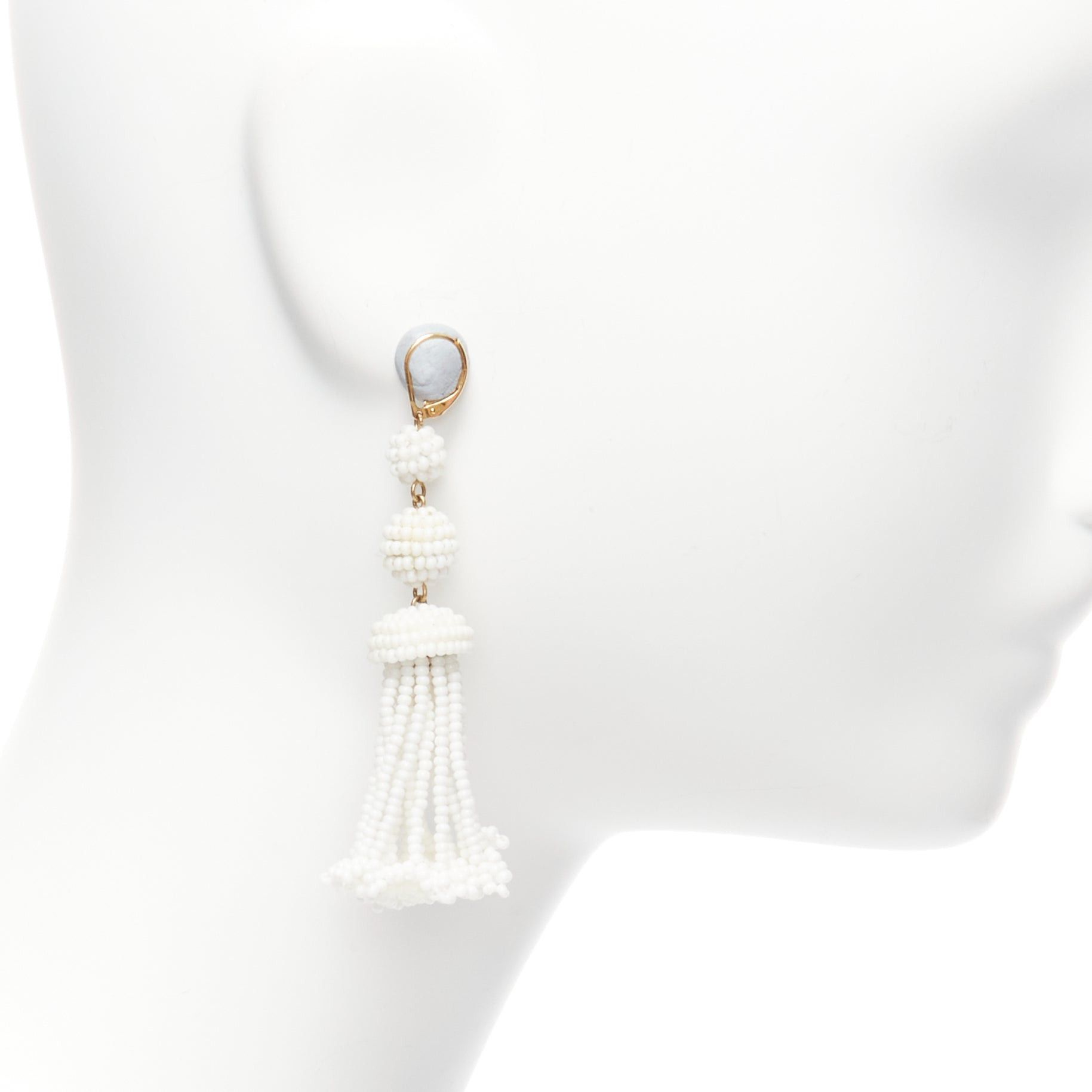 Celine OLD CELINE Phoebe Philo white beaded tassel drop earrings Pair Size ONE SIZE - 2 Thumbnail