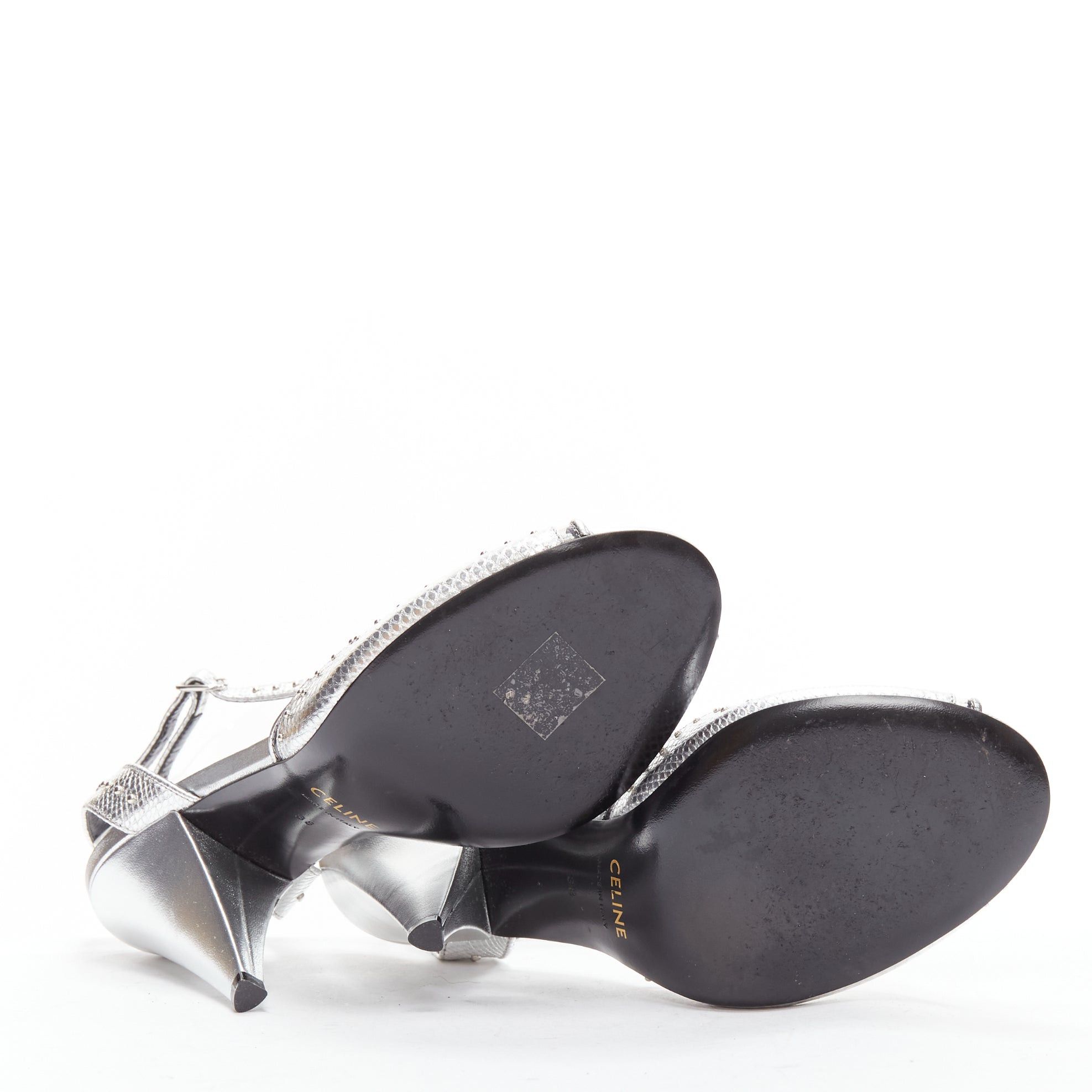 Celine CELINE Hedi Slimane silver leather PVC conical heels EU38 Size US 8 / IT 38 - 11 Thumbnail
