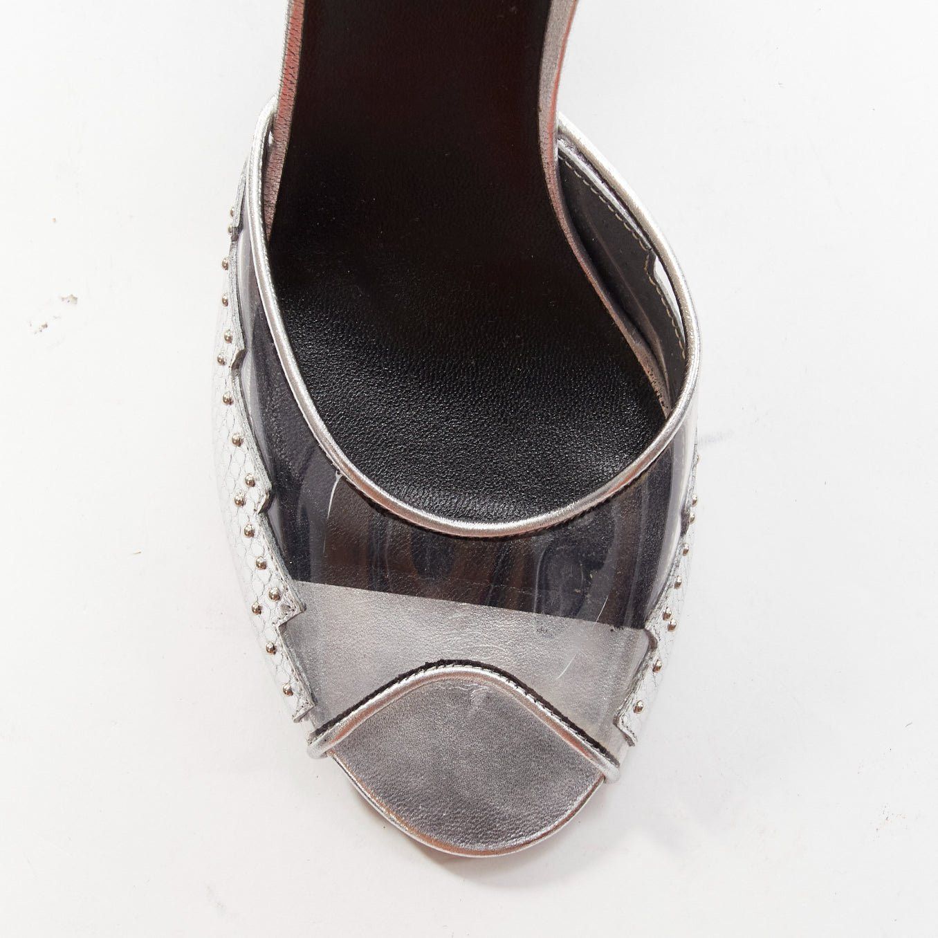 Celine CELINE Hedi Slimane silver leather PVC conical heels EU38 Size US 8 / IT 38 - 6 Thumbnail