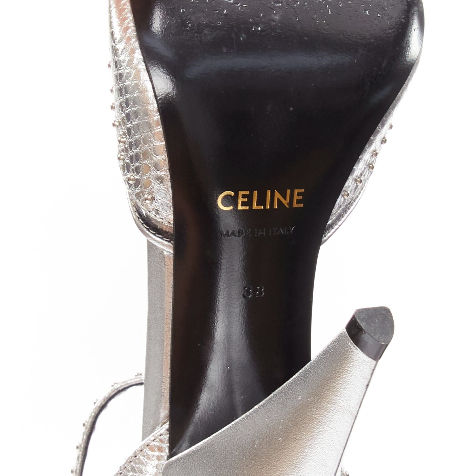 Celine CELINE Hedi Slimane silver leather PVC conical heels EU38 Size US 8 / IT 38 - 10 Thumbnail