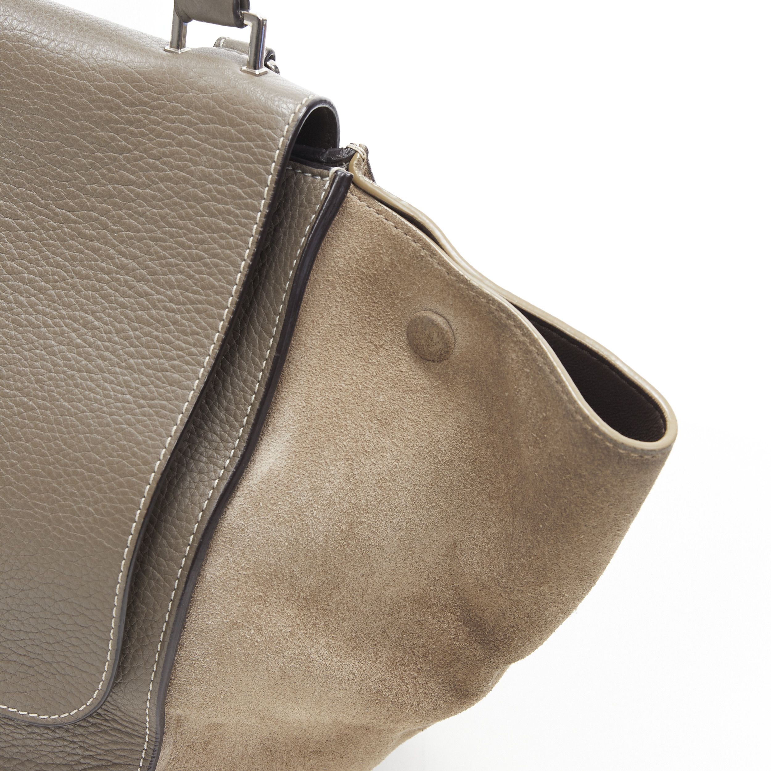 Celine OLD CELINE Trapeze grey leather suede flap top handle flap satchel shoulder bag Size ONE SIZE - 7 Thumbnail