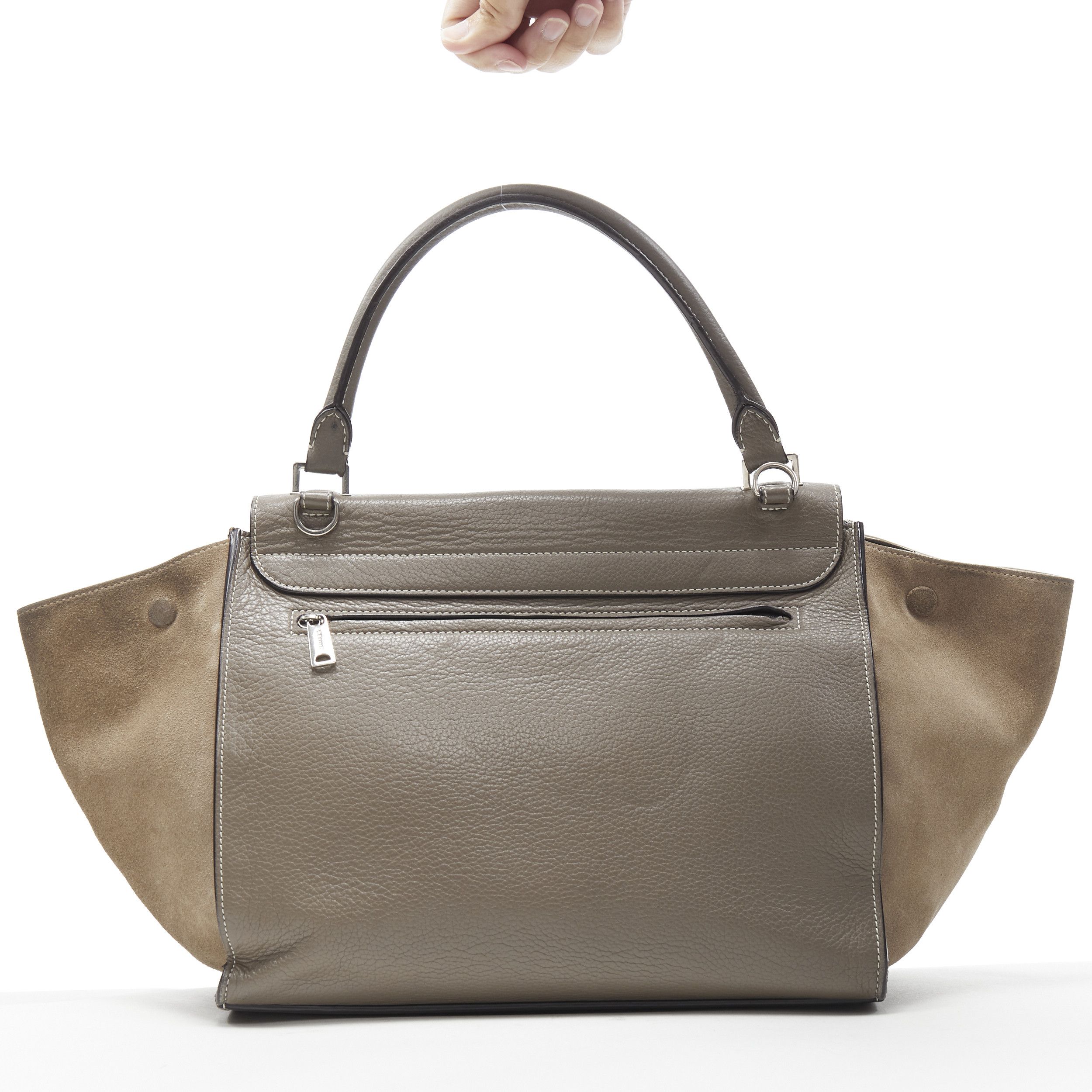 Celine OLD CELINE Trapeze grey leather suede flap top handle flap satchel shoulder bag Size ONE SIZE - 5 Thumbnail