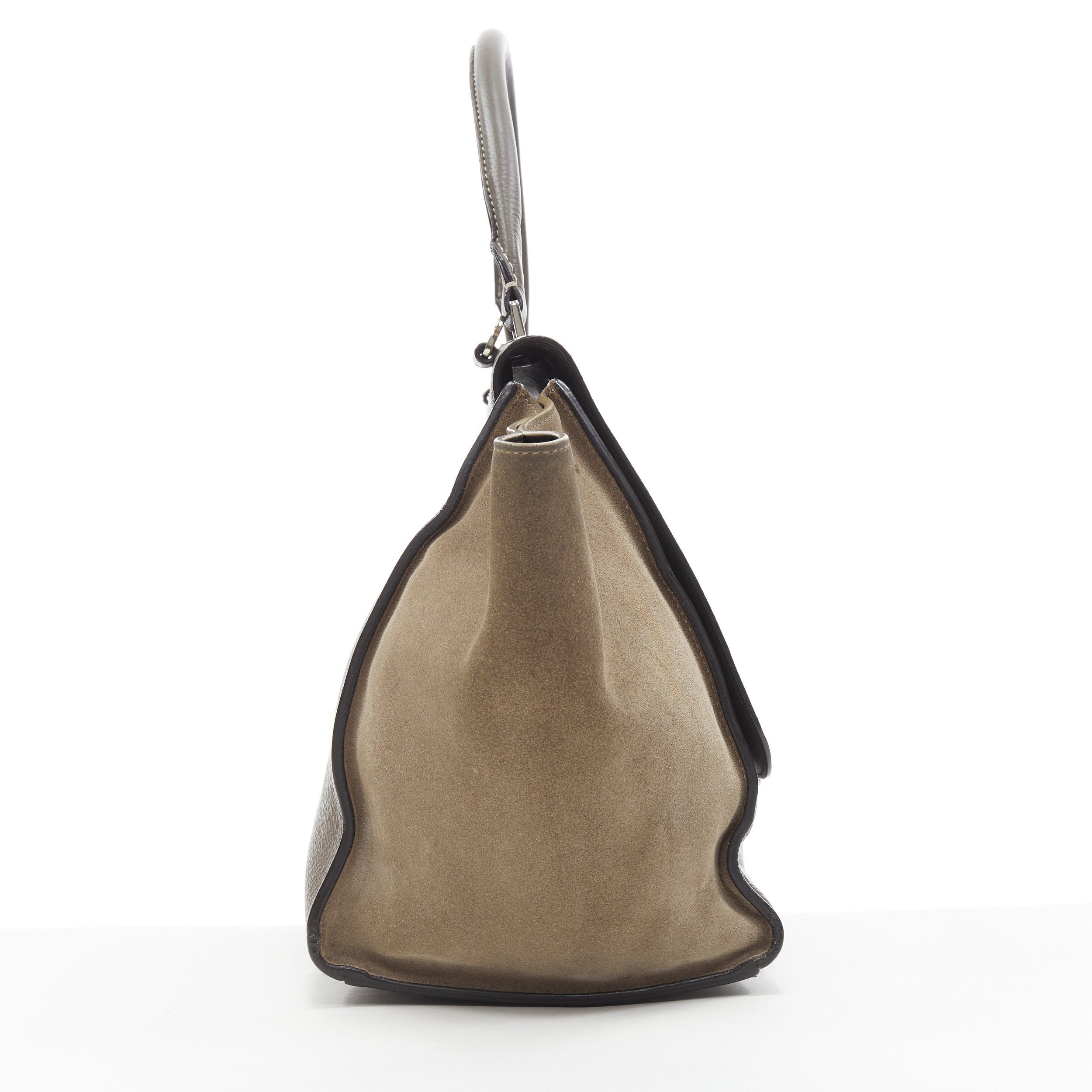 Celine OLD CELINE Trapeze grey leather suede flap top handle flap satchel shoulder bag Size ONE SIZE - 4 Thumbnail