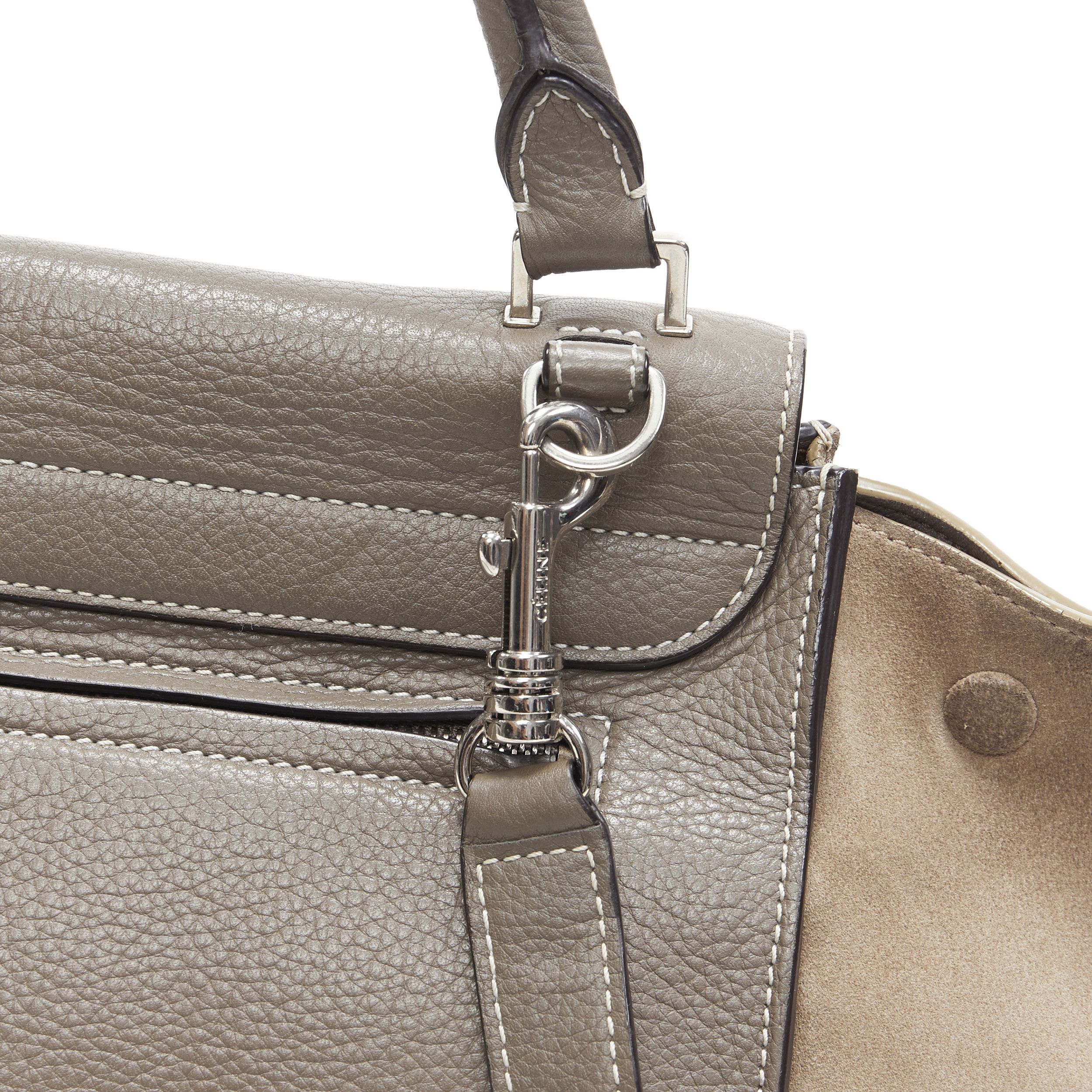 Celine OLD CELINE Trapeze grey leather suede flap top handle flap satchel shoulder bag Size ONE SIZE - 9 Thumbnail