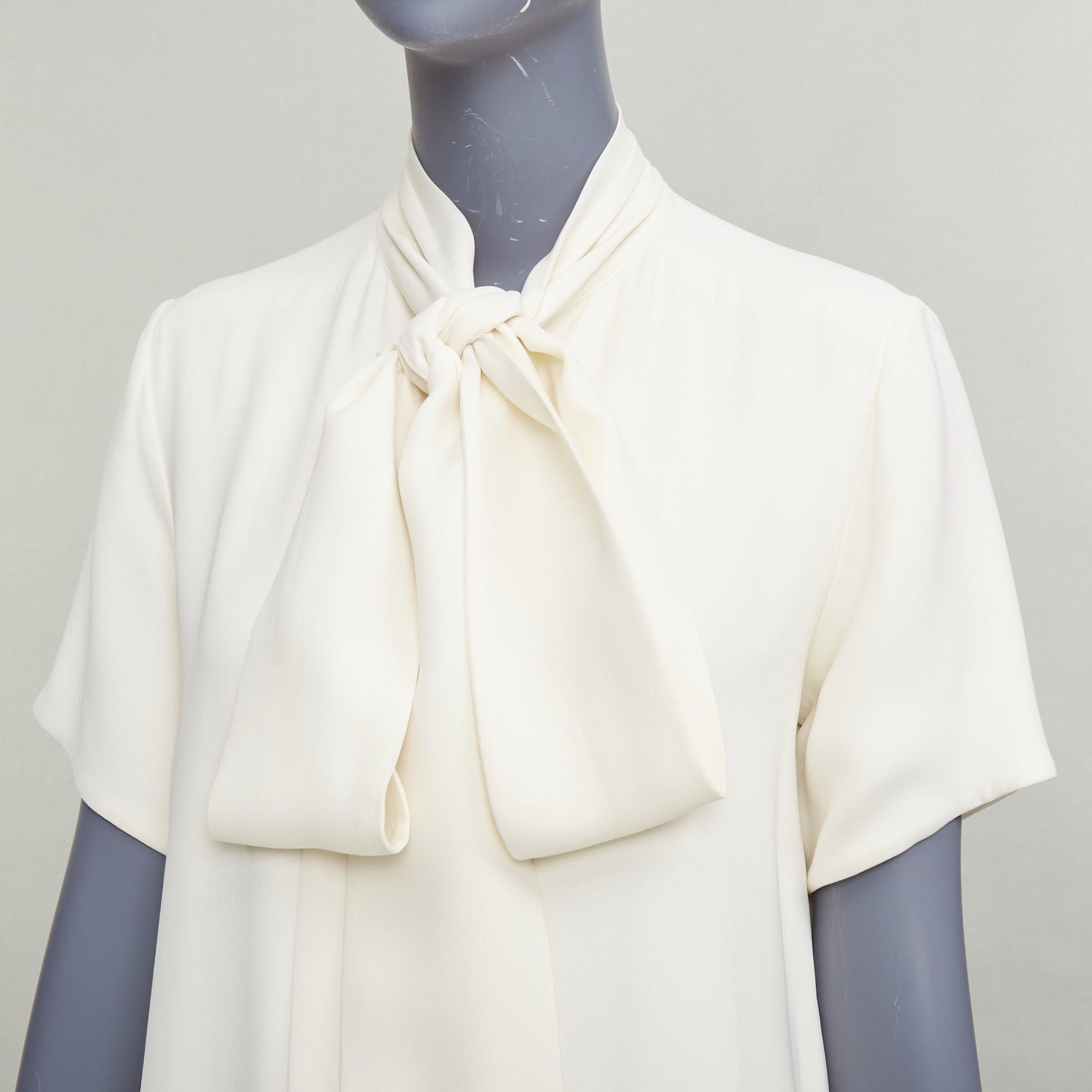 Celine OLD CELINE Phoebe Philo cream taupe silk wool felt drop waist shirt dress FR38 M Size M / US 6-8 / IT 42-44 - 2 Thumbnail
