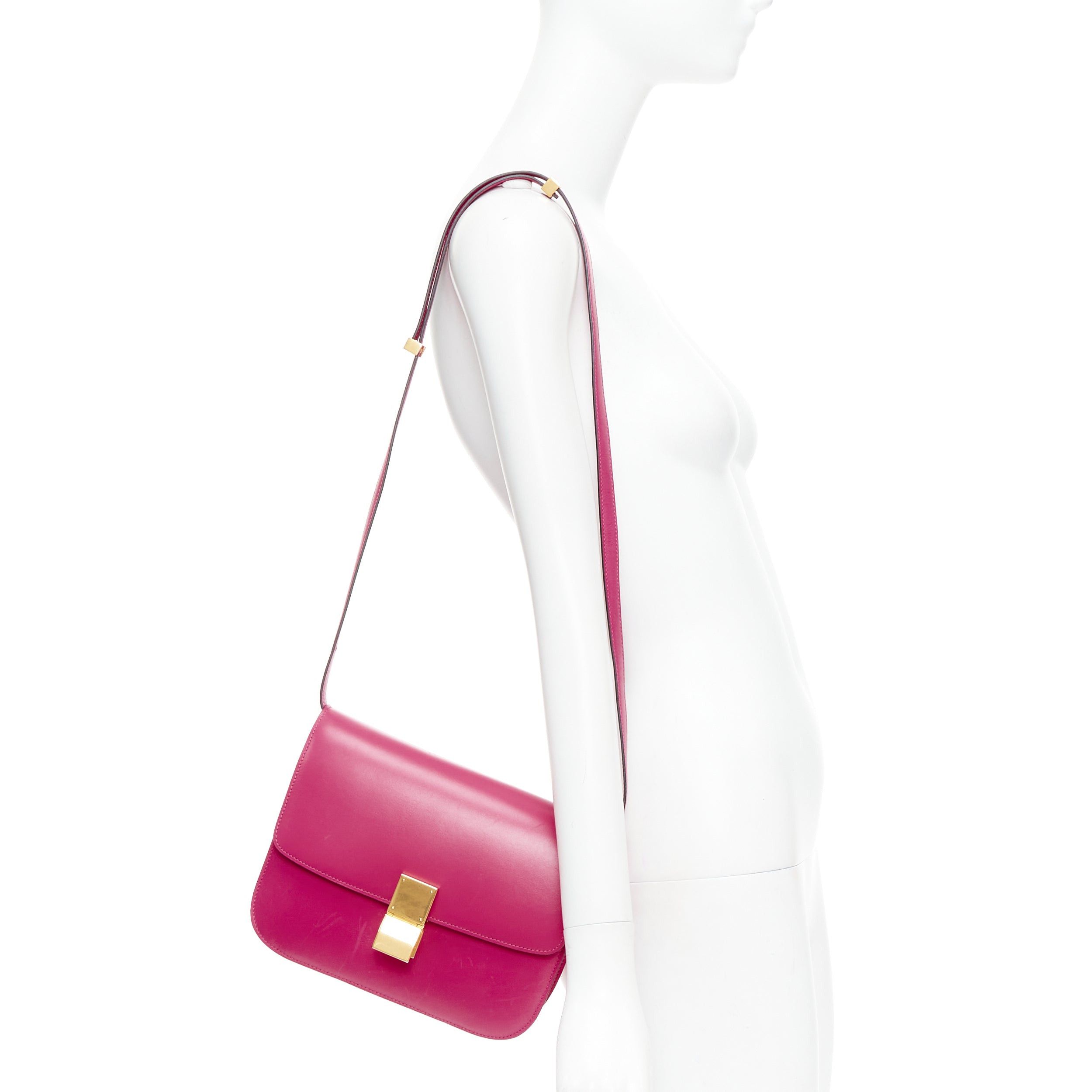 Celine CELINE Phoebe Philo Medium Box hot pink calfskin leather crossbody bag Size ONE SIZE - 2 Thumbnail