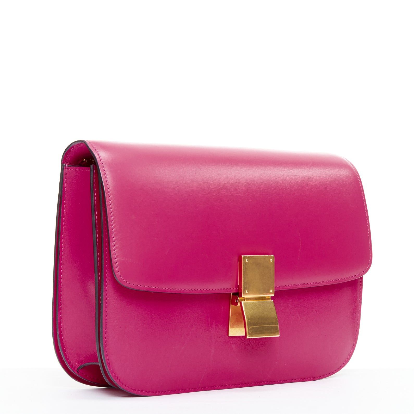 Celine CELINE Phoebe Philo Medium Box hot pink calfskin leather crossbody bag Size ONE SIZE - 3 Thumbnail