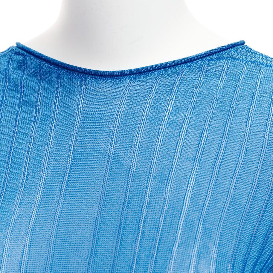 Celine CELINE Phoebe Philo blue semi sheer viscose bateau neck ribbed sweater L Size M / US 6-8 / IT 42-44 - 2 Thumbnail