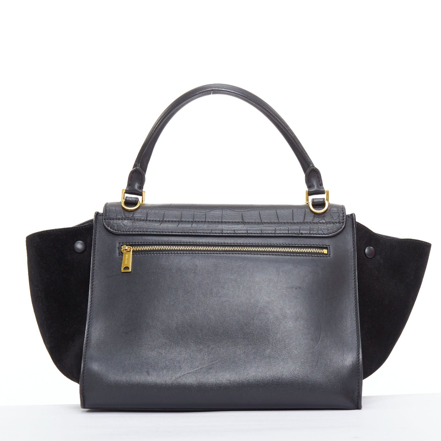 Celine CELINE Trapeze black embossed scaled leather gold clasp crossbody bag Size ONE SIZE - 5 Thumbnail