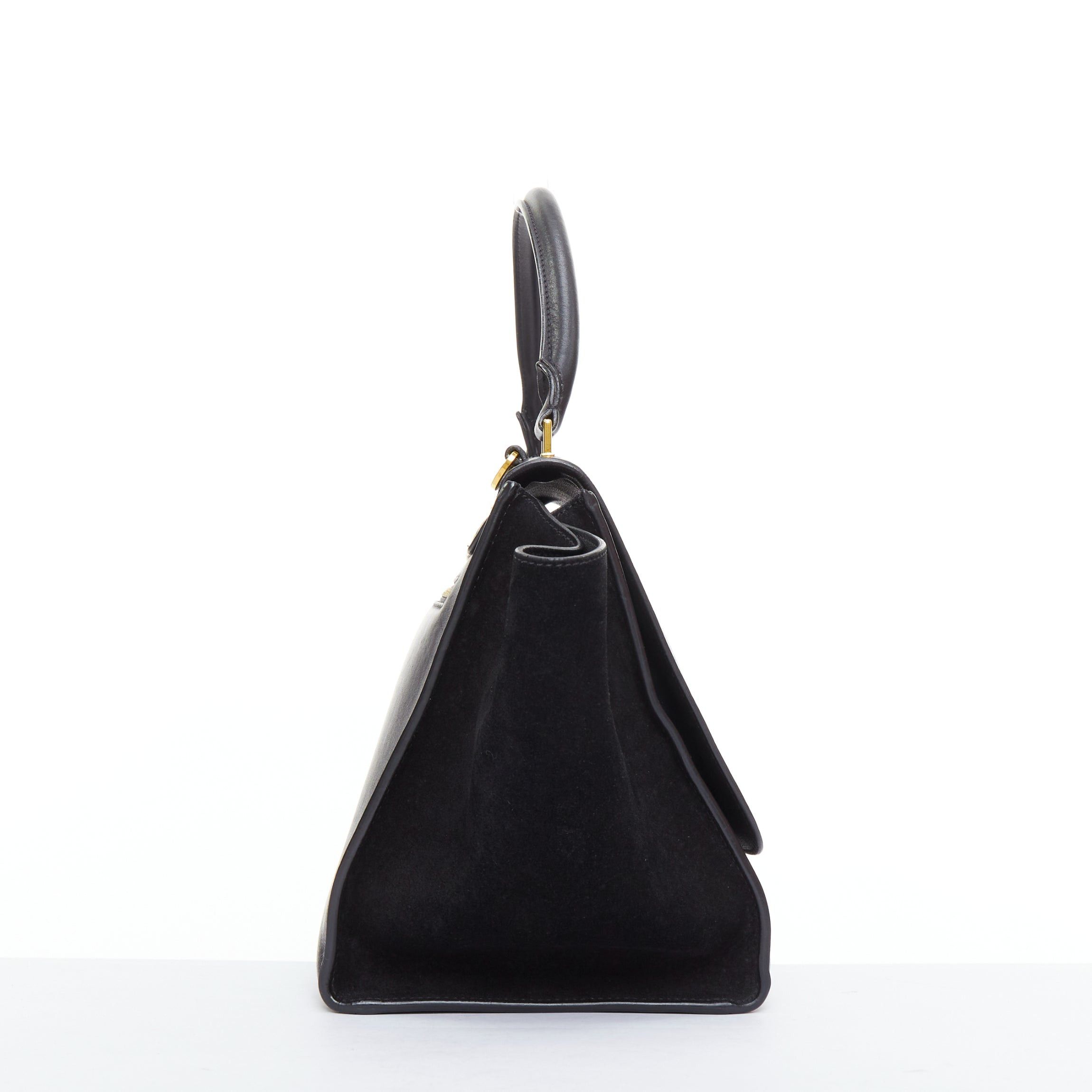 Celine CELINE Trapeze black embossed scaled leather gold clasp crossbody bag Size ONE SIZE - 4 Thumbnail