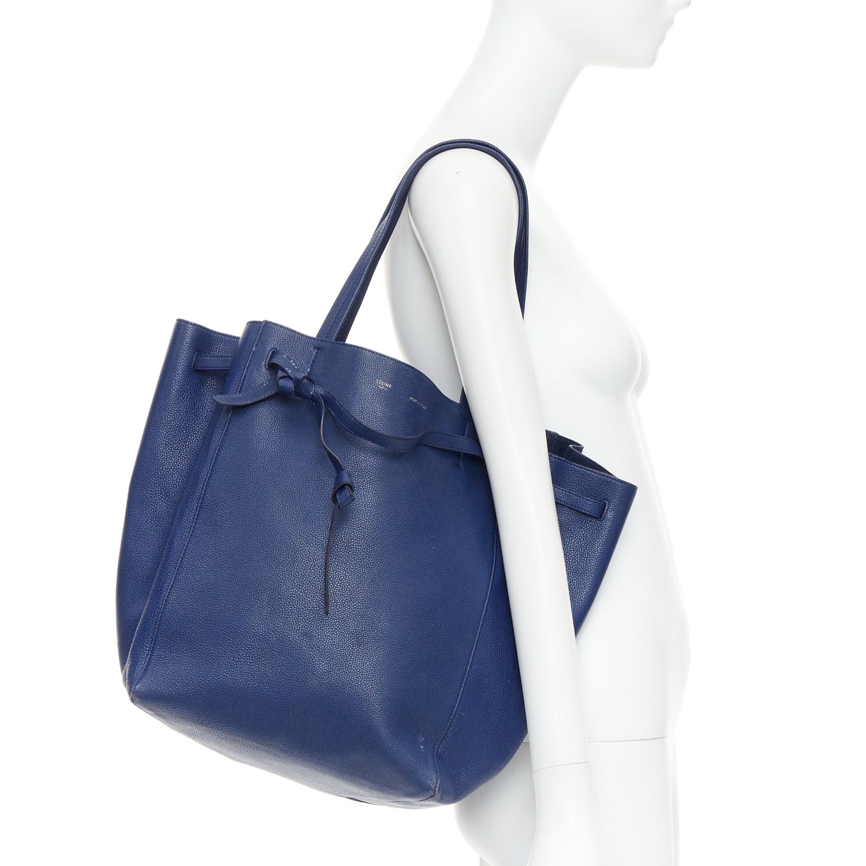 Celine CELINE Cabas Phantom dark blue leather silver logo medium tote bag Size ONE SIZE - 2 Thumbnail