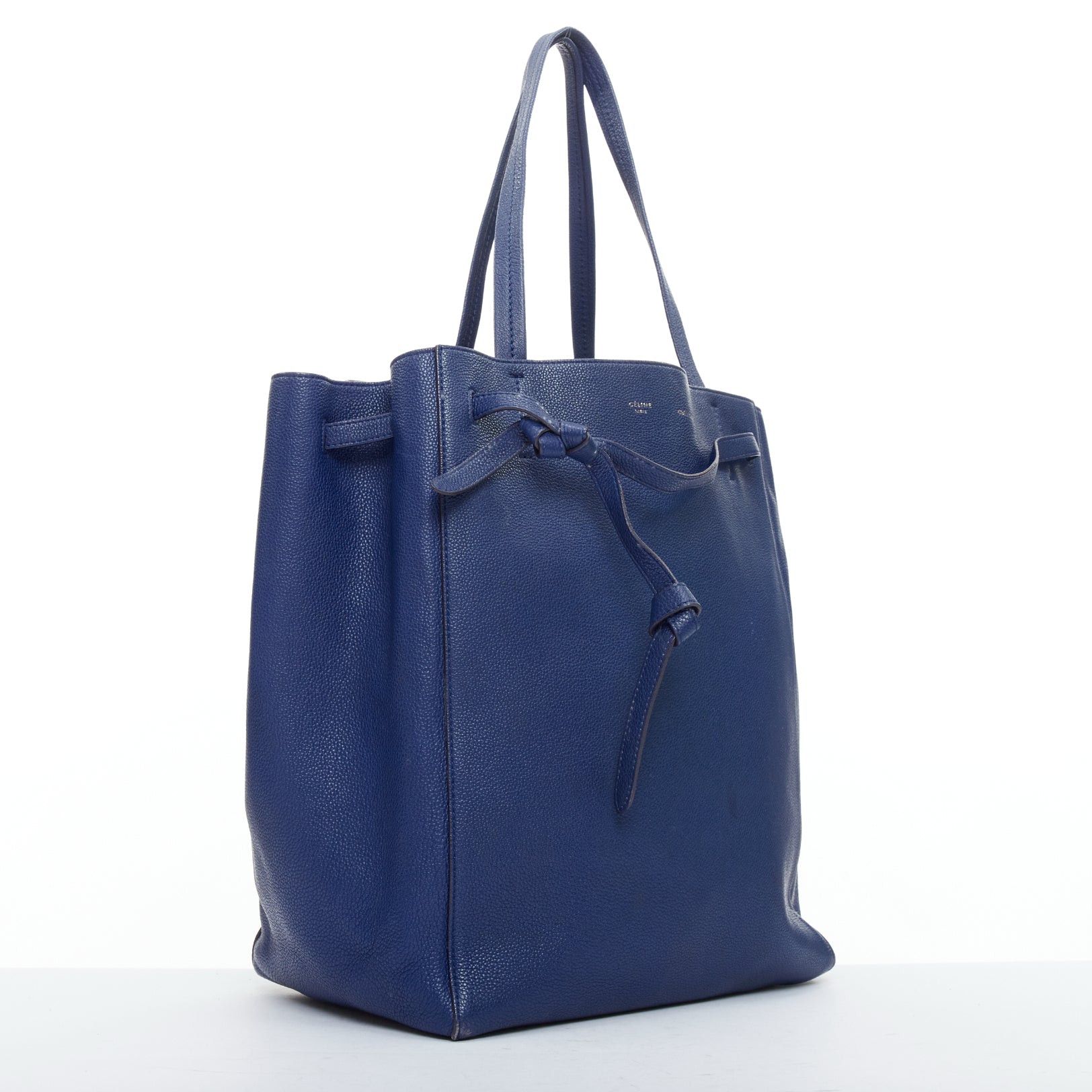 Celine CELINE Cabas Phantom dark blue leather silver logo medium tote bag Size ONE SIZE - 3 Thumbnail