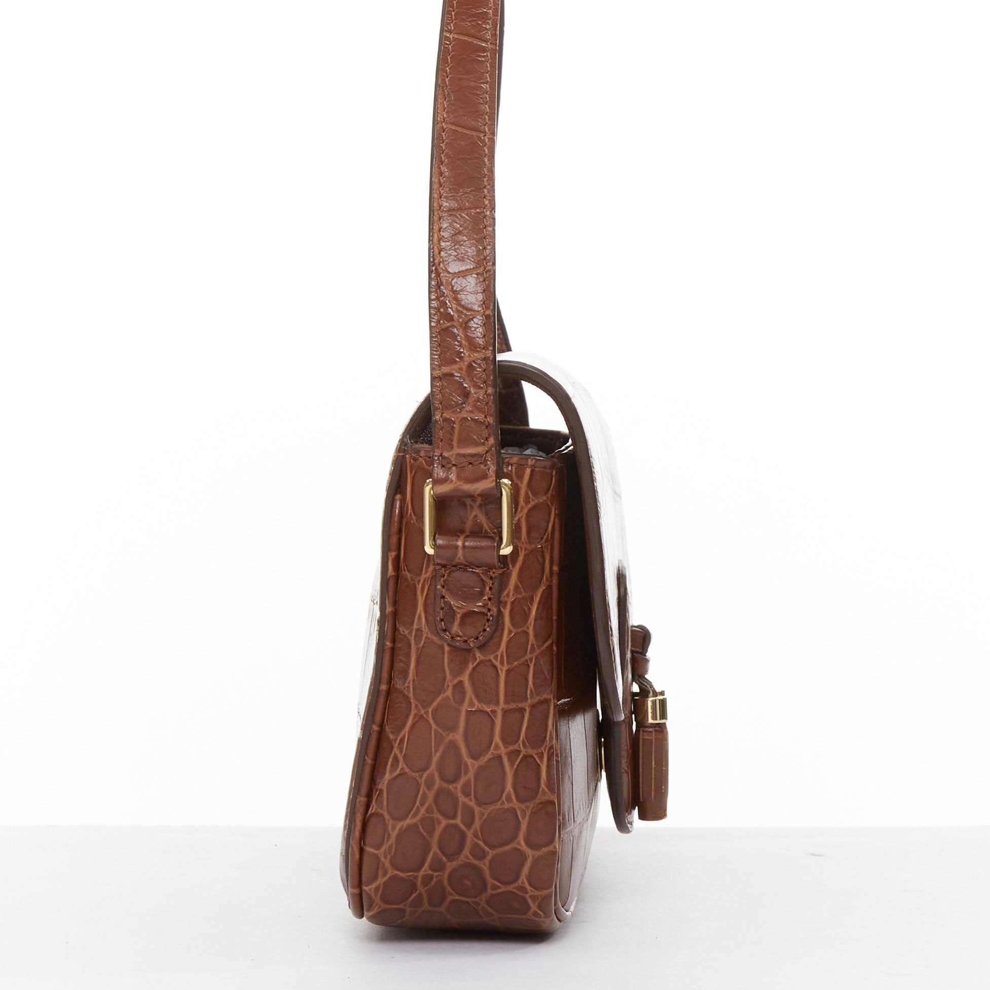 Celine CELINE Medium Tassel brown embossed cow hide leather fringed crossbody bag Size ONE SIZE - 4 Thumbnail