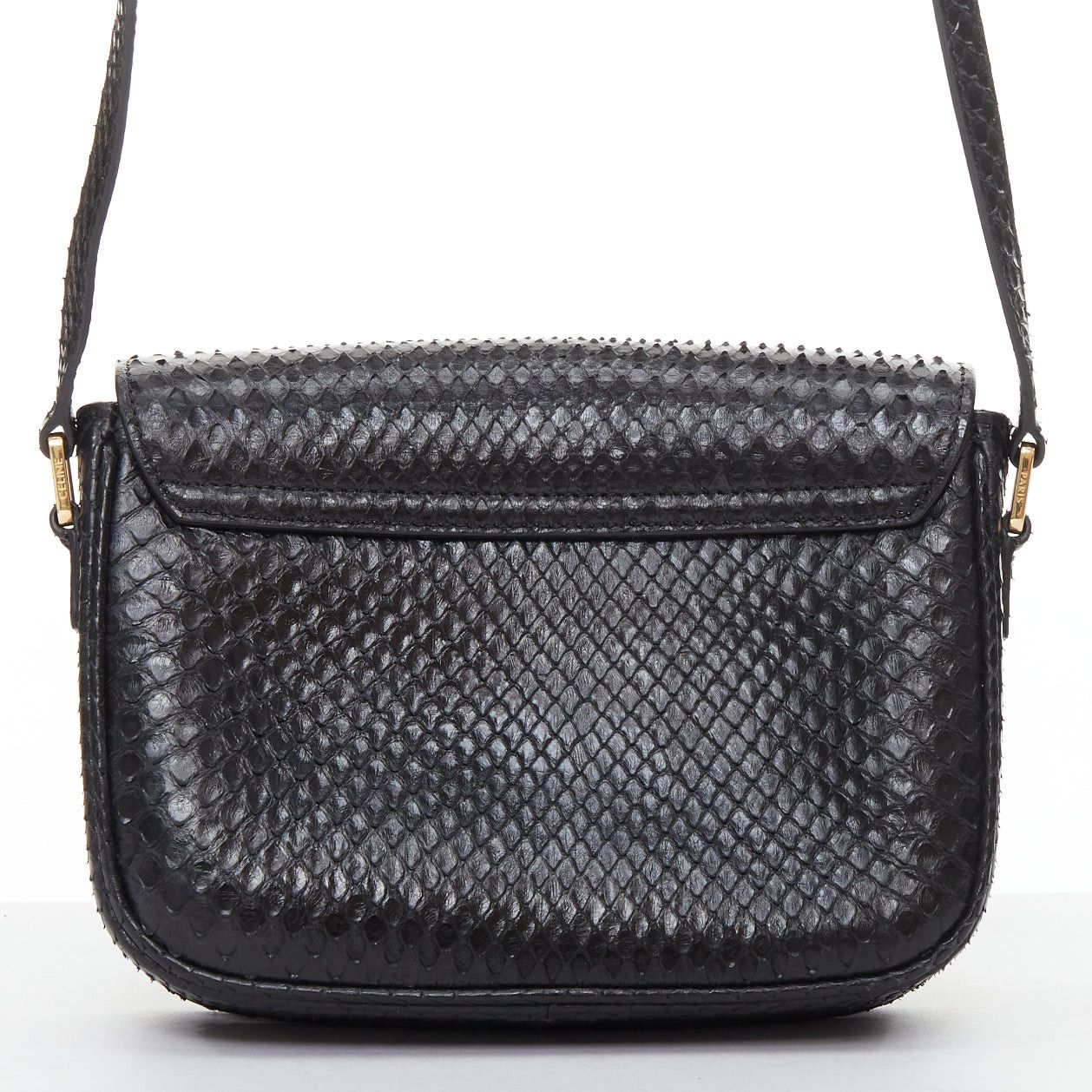 Celine CELINE C Bag Runway black gold scaled leather fringe C clasp crossbody box bag Size ONE SIZE - 5 Thumbnail
