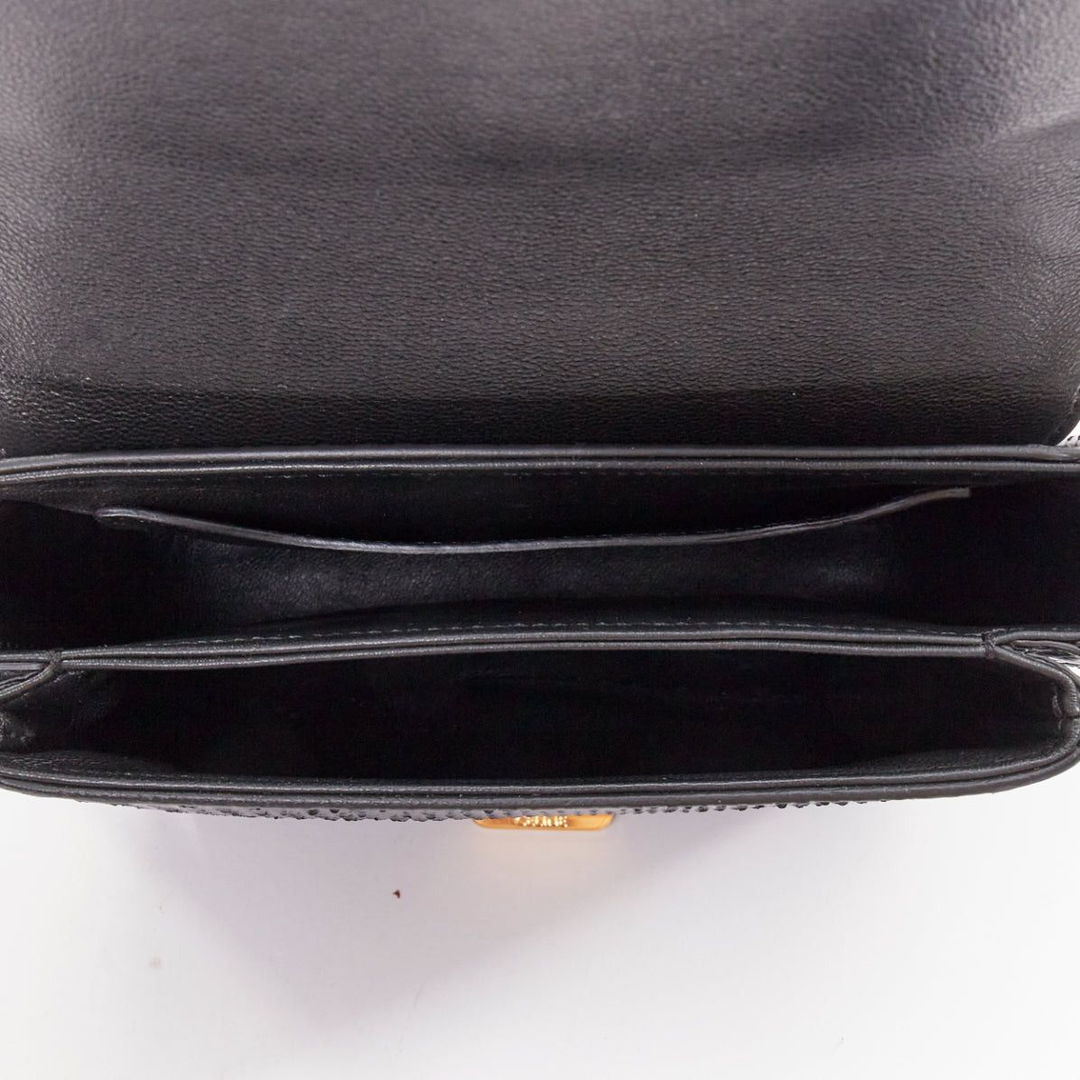 Celine CELINE C Bag Runway black gold scaled leather fringe C clasp crossbody box bag Size ONE SIZE - 9 Thumbnail