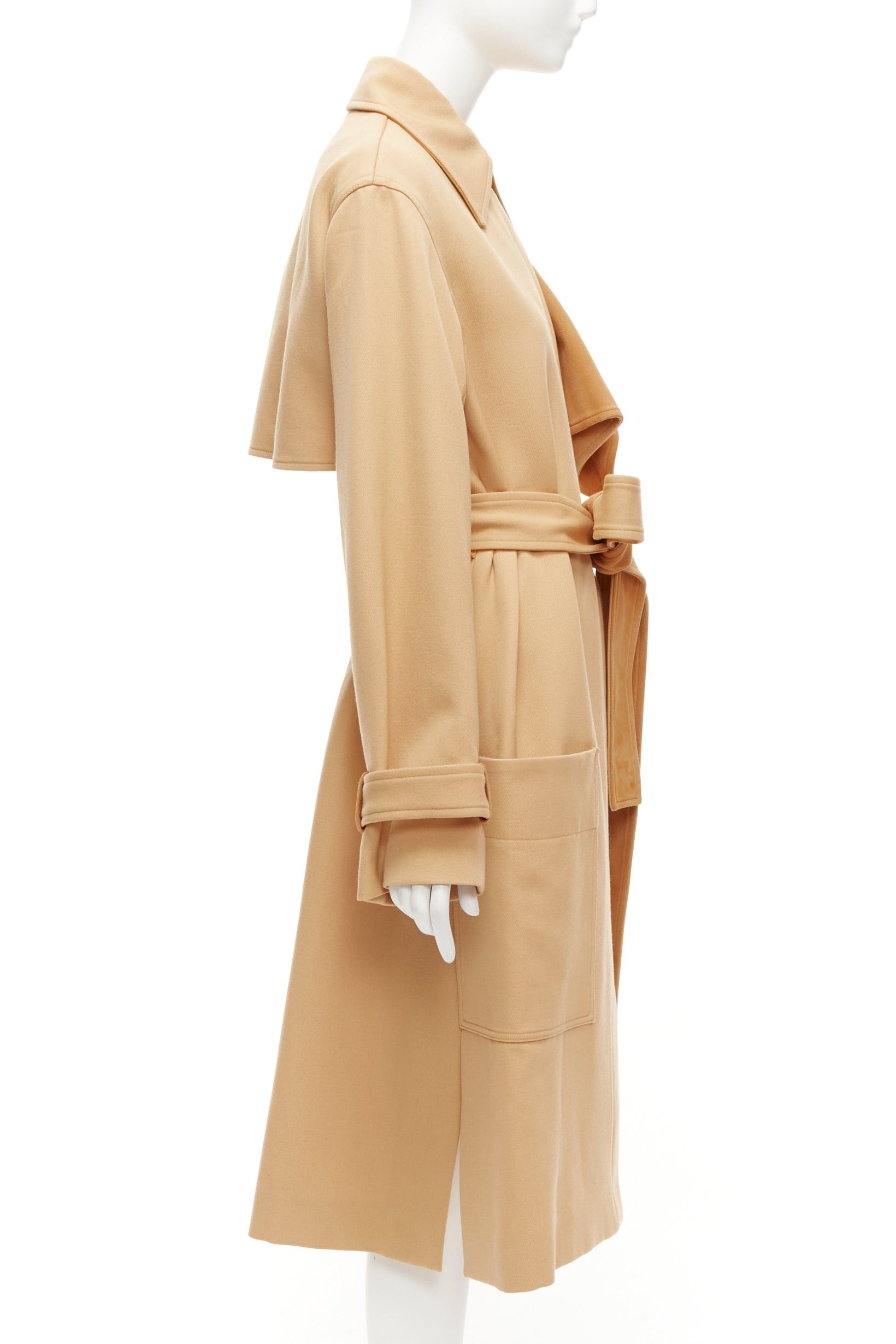 Celine OLD CELINE Phoebe Philo tan wool goat leather trimmed deconstructed trench coat FR38 M Size M / US 6-8 / IT 42-44 - 5 Thumbnail