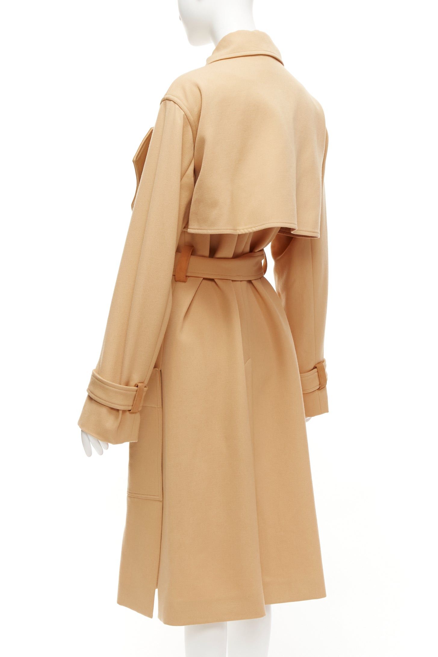 Celine OLD CELINE Phoebe Philo tan wool goat leather trimmed deconstructed trench coat FR38 M Size M / US 6-8 / IT 42-44 - 7 Thumbnail