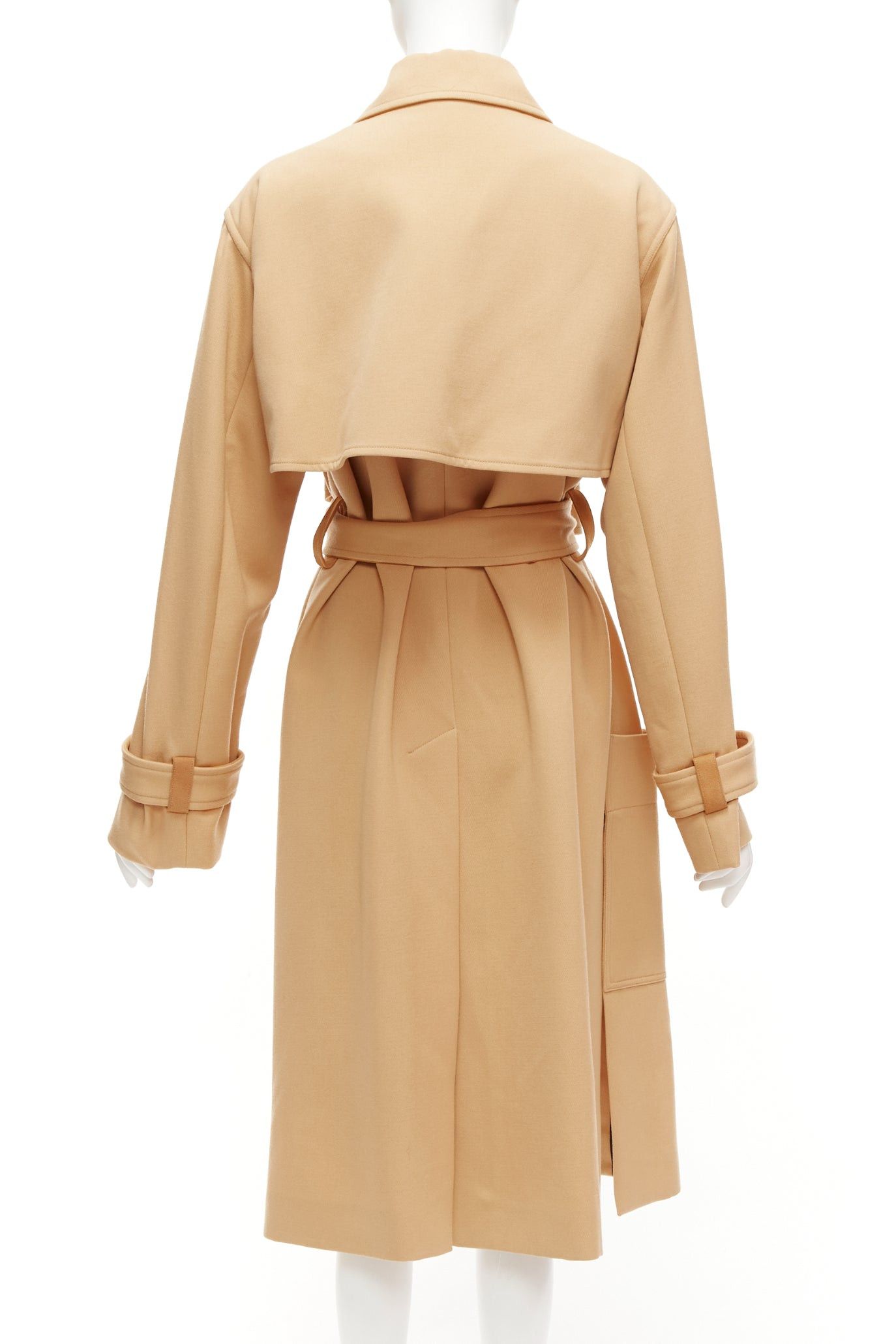 Celine OLD CELINE Phoebe Philo tan wool goat leather trimmed deconstructed trench coat FR38 M Size M / US 6-8 / IT 42-44 - 6 Thumbnail