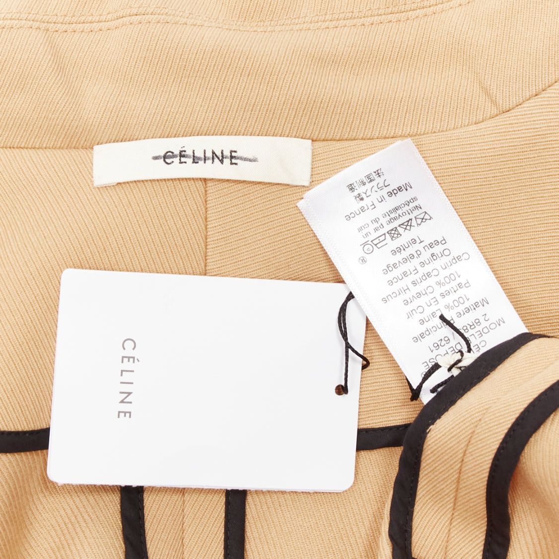 Celine OLD CELINE Phoebe Philo tan wool goat leather trimmed deconstructed trench coat FR38 M Size M / US 6-8 / IT 42-44 - 9 Thumbnail