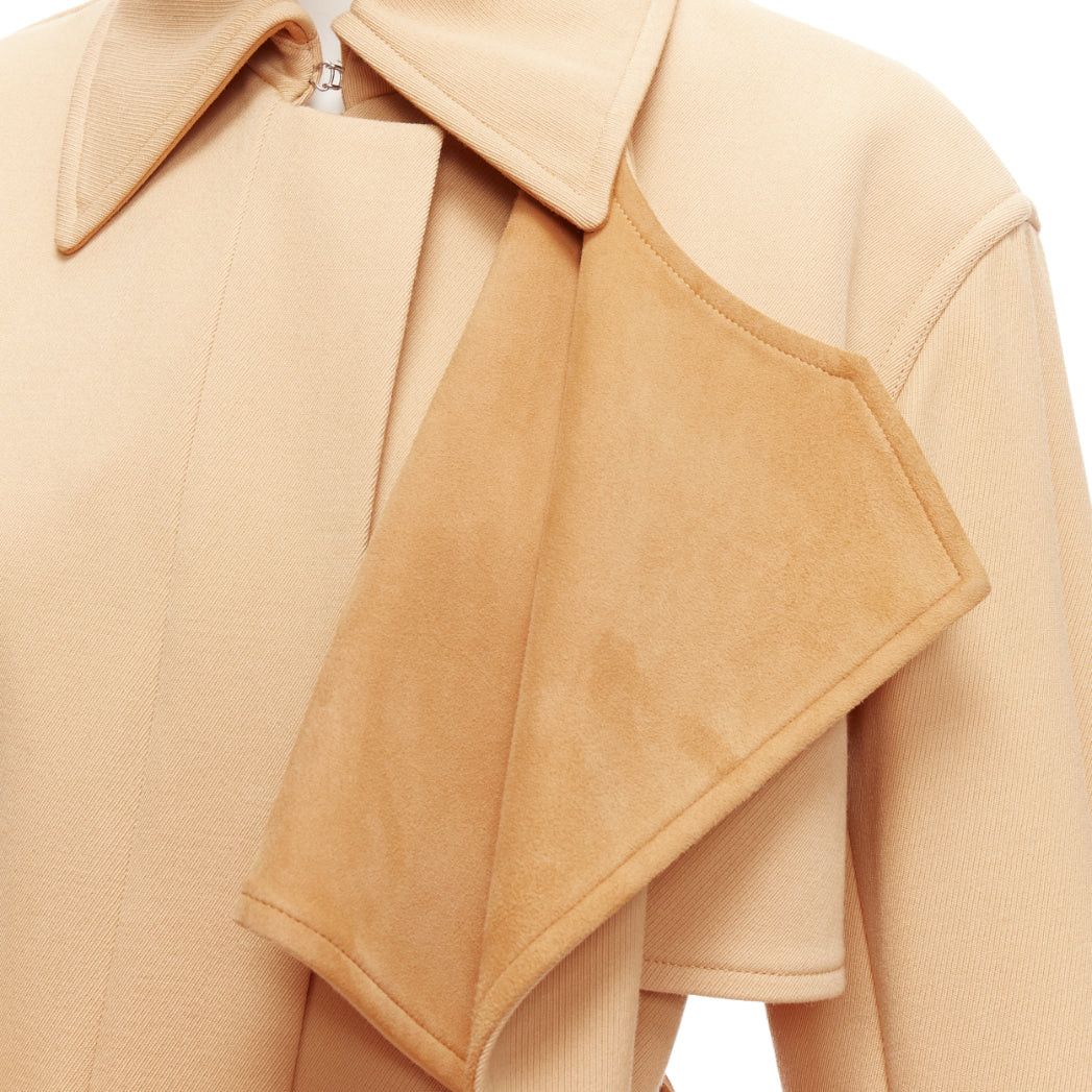 Celine OLD CELINE Phoebe Philo tan wool goat leather trimmed deconstructed trench coat FR38 M Size M / US 6-8 / IT 42-44 - 2 Thumbnail