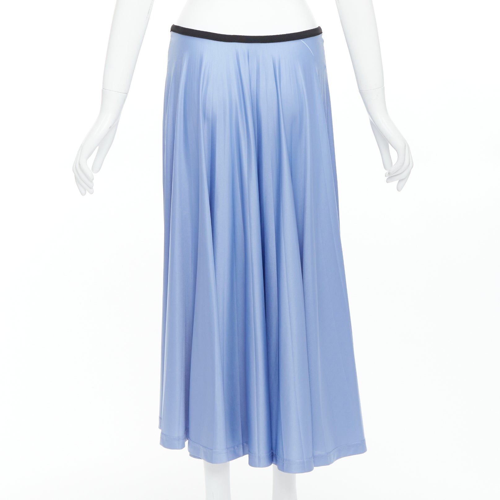 Celine OLD CELINE Phoebe Philo sky blue pleated black waistband skirt FR34 XS Size 26" / US 2 / IT 38 - 5 Thumbnail